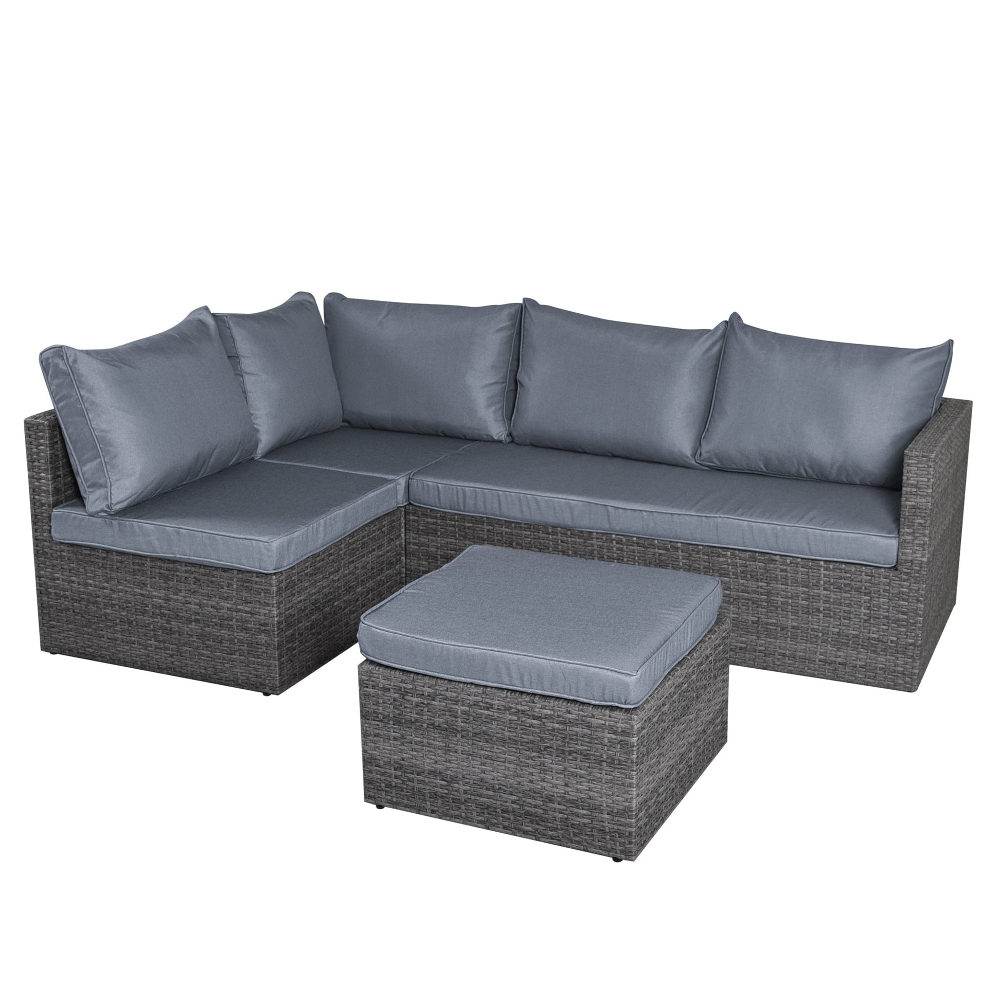 Forli 6 Seater Rattan Corner Sofa & Footstool Modular Garden Furniture Set With Rain Cover Clearance