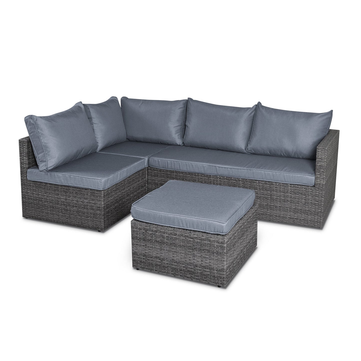 Forli 6 Seater Rattan Corner Sofa & Footstool Modular Garden Furniture Set With Rain Cover Clearance