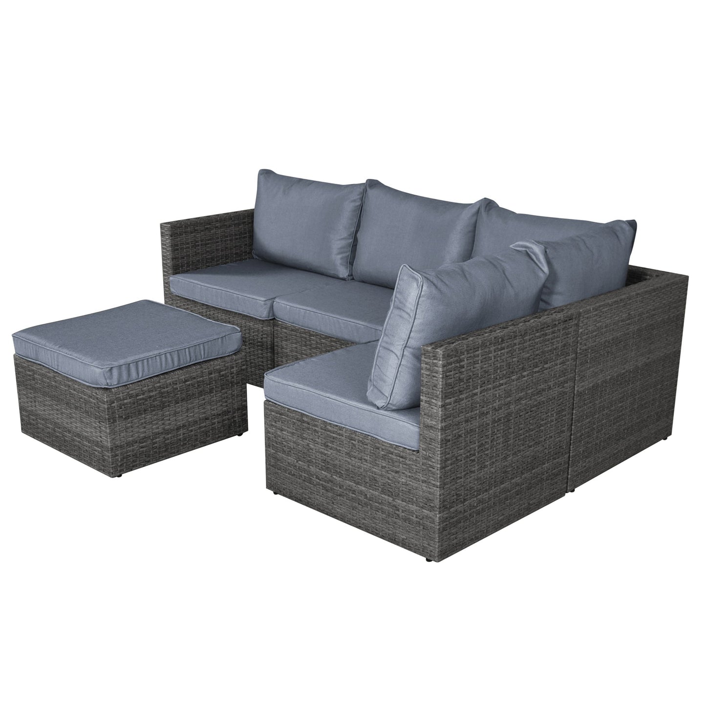 Forli 6 Seater Rattan Corner Sofa & Footstool Modular Garden Furniture Set With Rain Cover Clearance