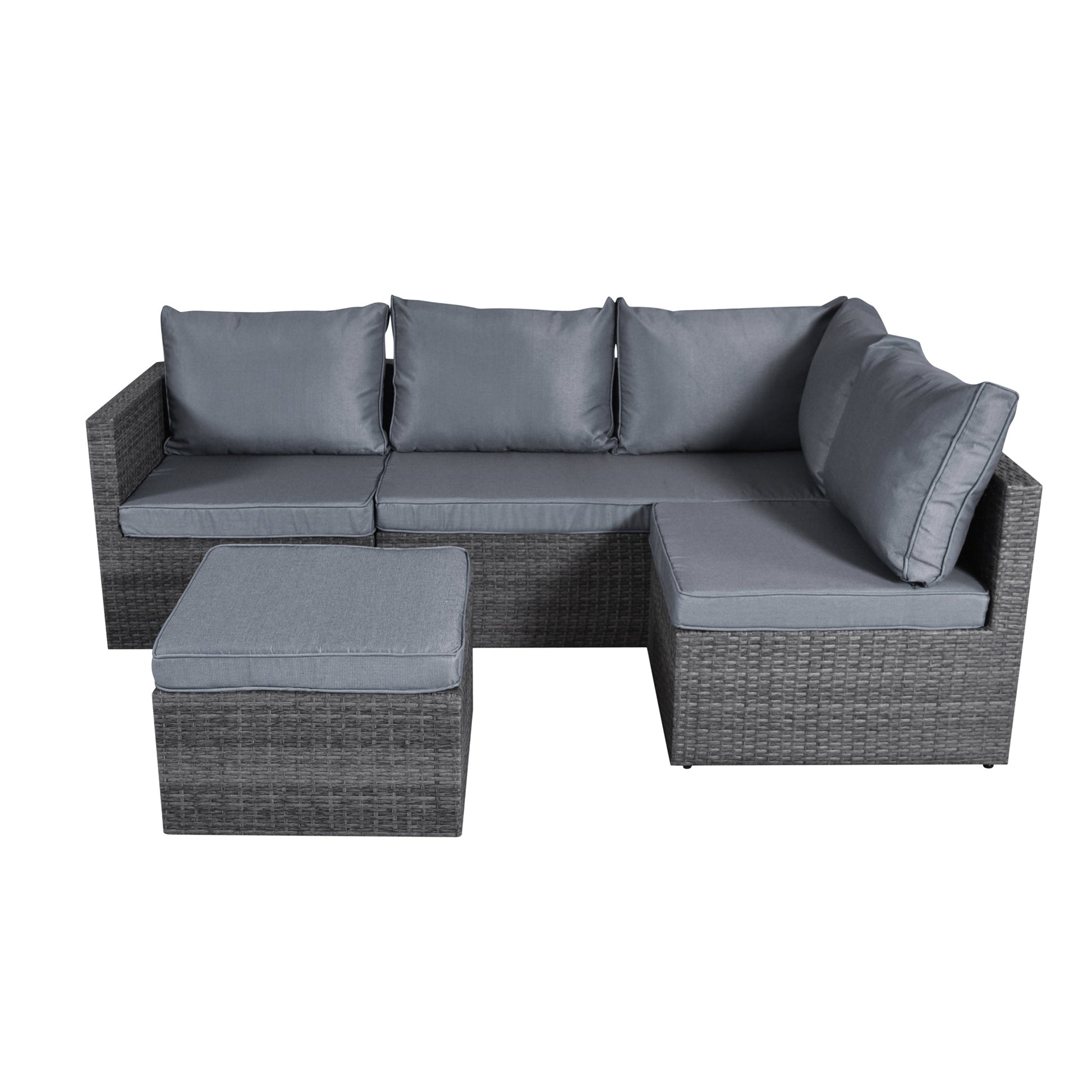 Forli 6 Seater Rattan Corner Sofa & Footstool Modular Garden Furniture Set With Rain Cover Clearance