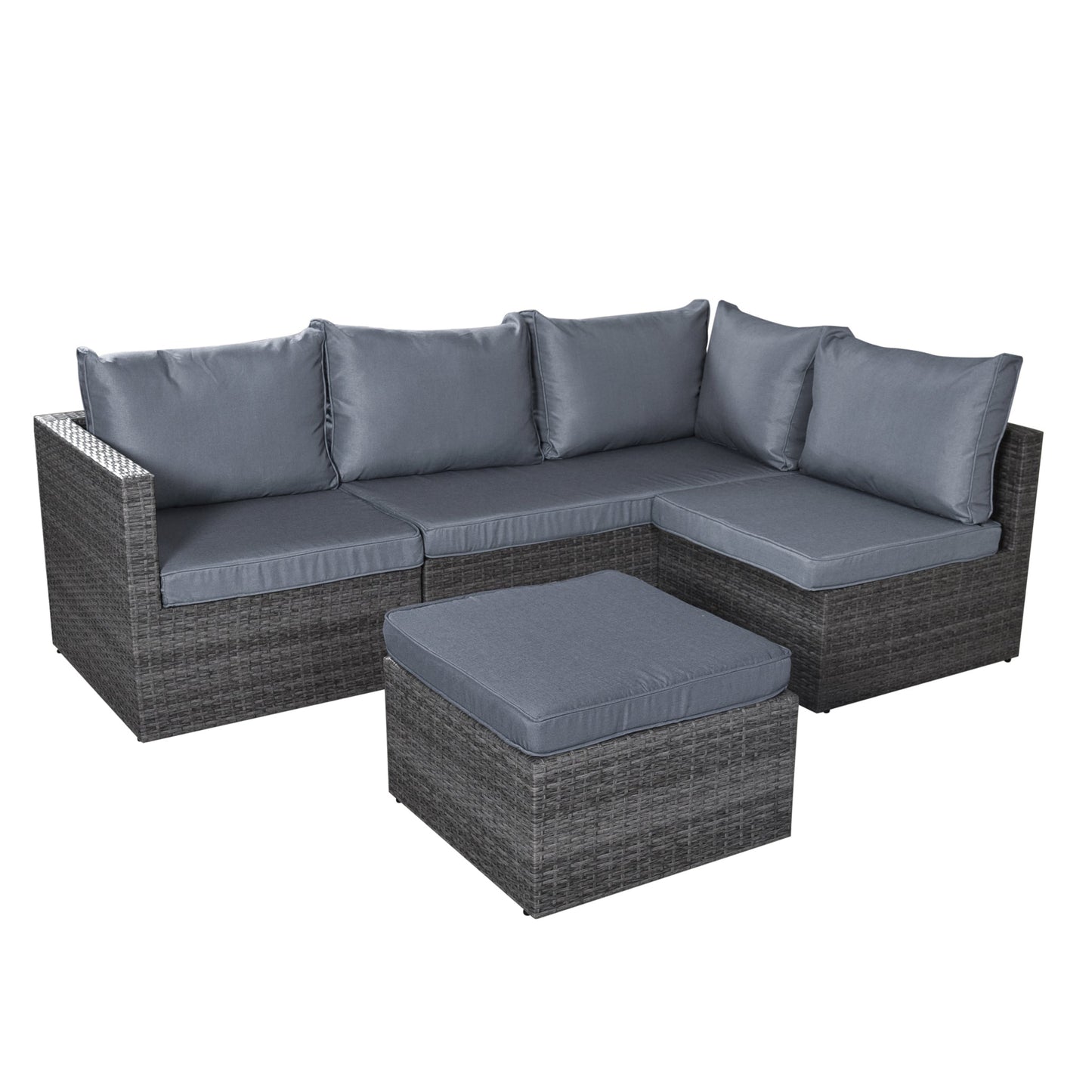 Forli 6 Seater Rattan Corner Sofa & Footstool Modular Garden Furniture Set With Rain Cover Clearance
