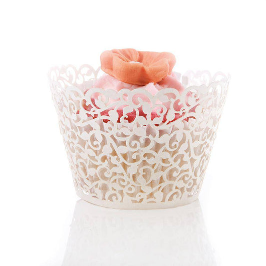 Laser Cut Cup Cake White Filigree Wraps (10)-5060021843852-Bargainia.com