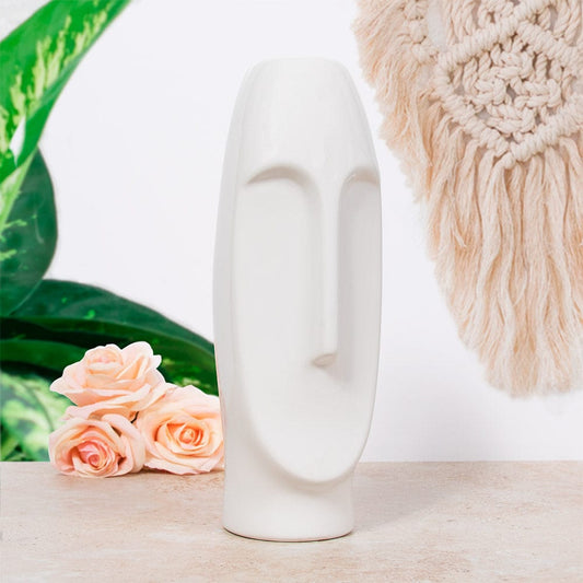 Minimalistic Ceramic Face Vase - 30cm White 5010792484259 only5pounds-com