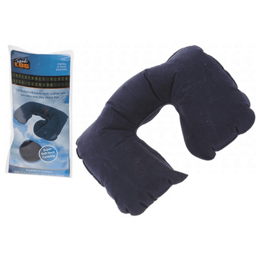 Navy Blue Deluxe Flock Neck Cushion In Pvc Bag 17.5"X12" 5050565204486 Bargainia.com