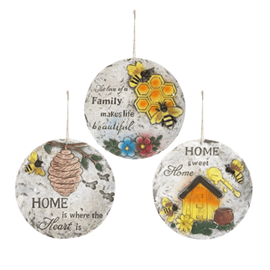 Round Bee Design Garden Plaque 16cm - Assorted 5050565567406 only5pounds-com