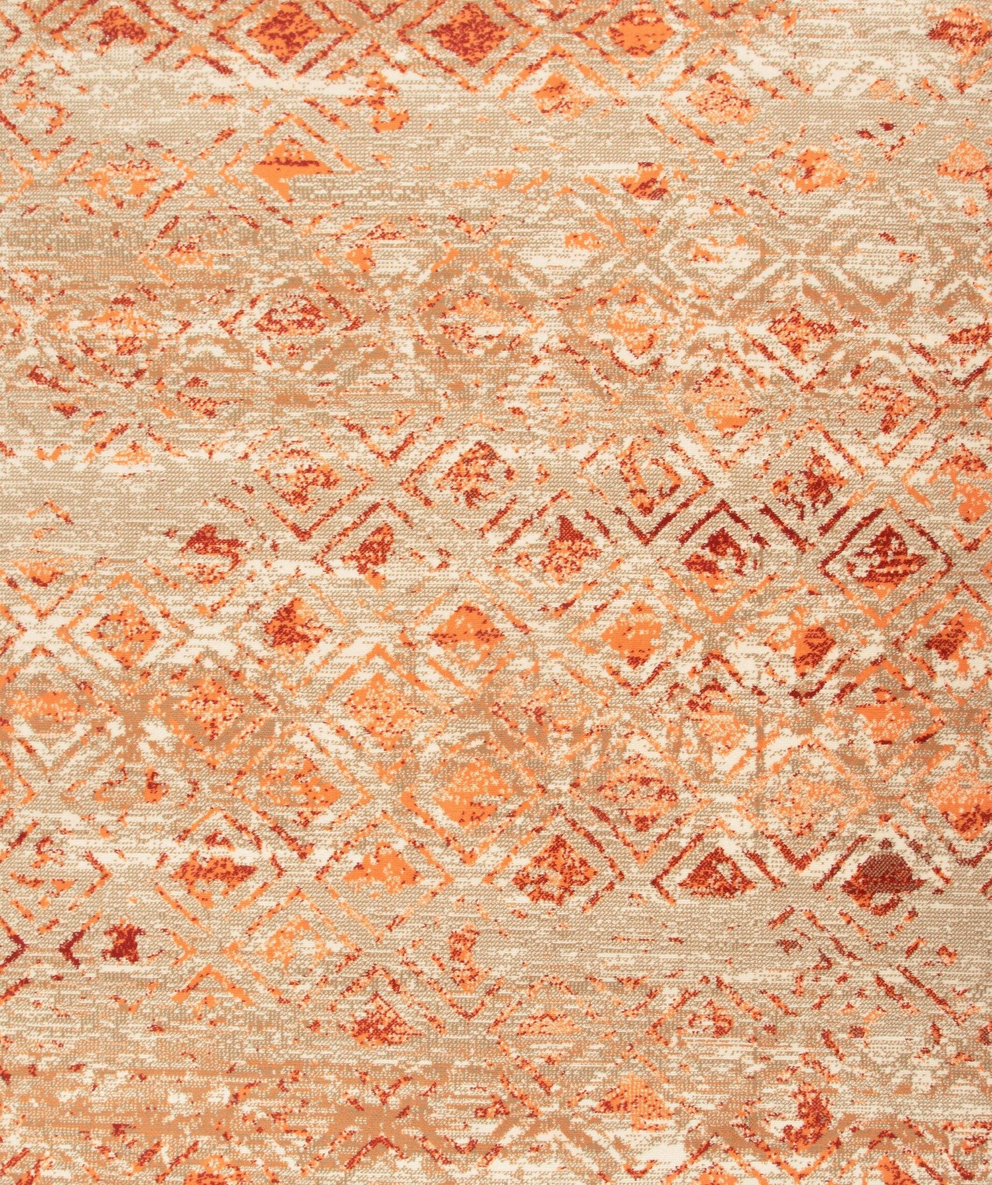 Brown Contemporary Faded Rhombus Design Rug  - Texas - Bargainia.com