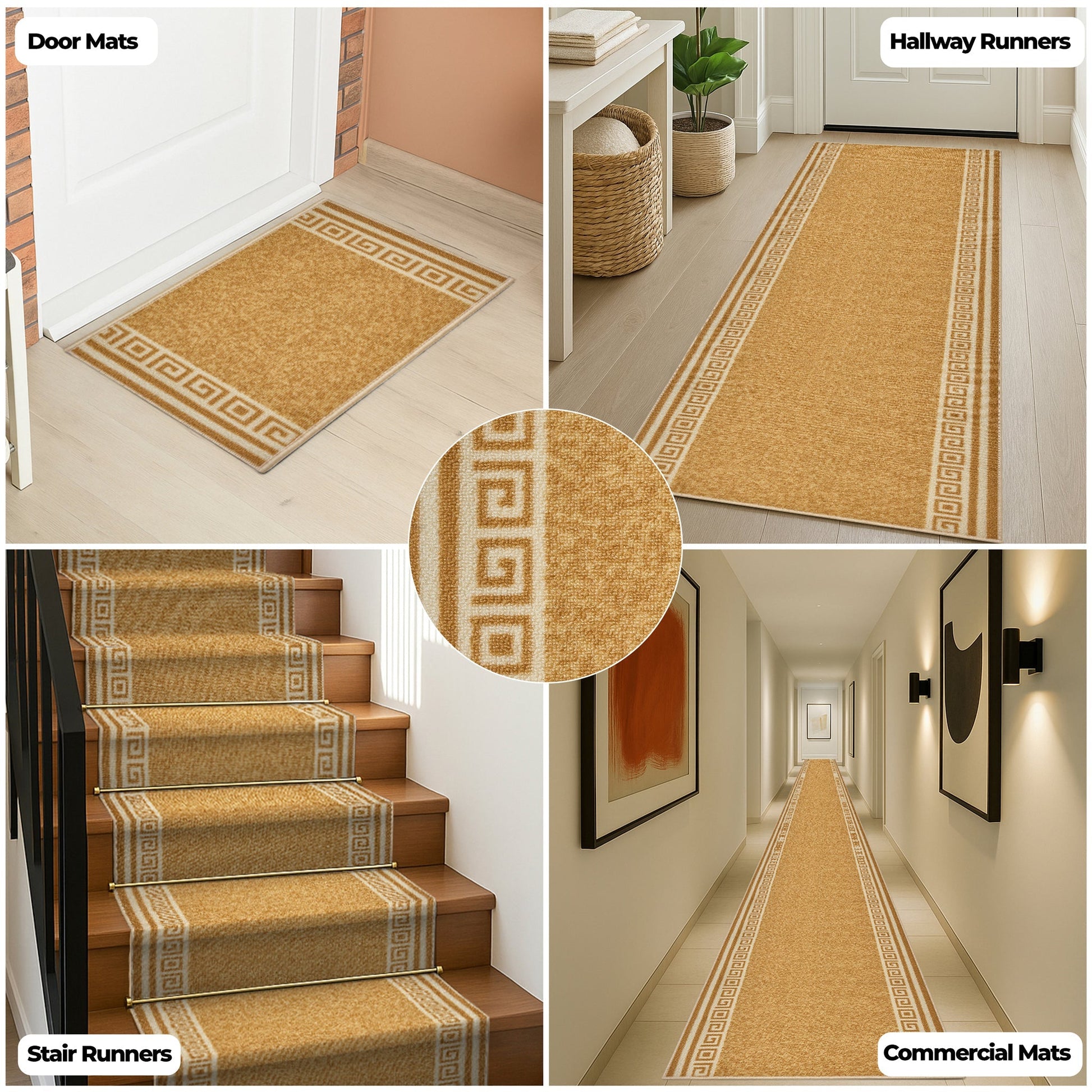 Stair Runner Non-Slip Kitchen Mat - Luna Beige Stair Runner Rug Masters