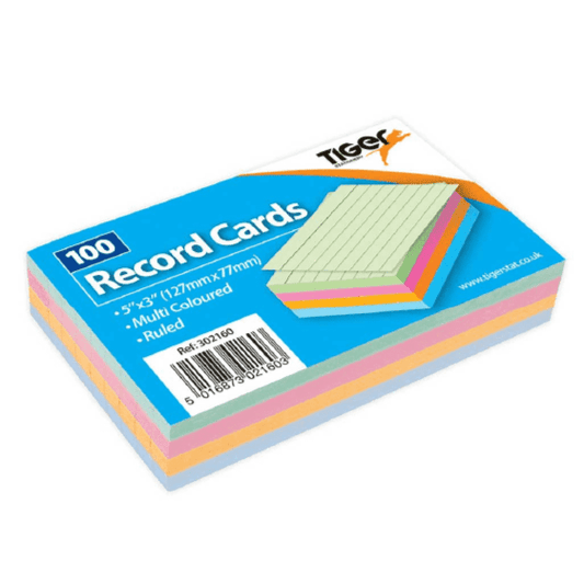 Tiger 100 Record Cards Multi Coloured-5016873021603-Bargainia.com