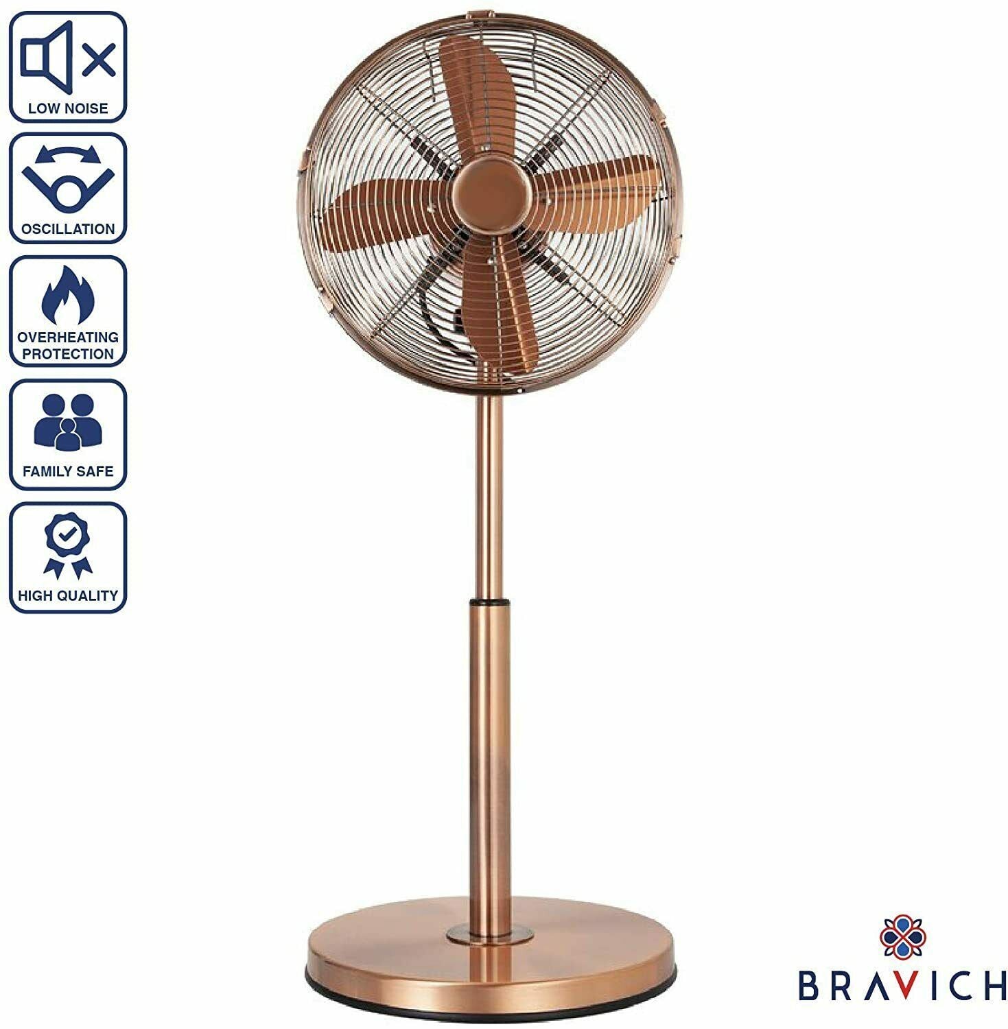 Copper Oscillating Pedestal Fan - 16" Bravich LTD.