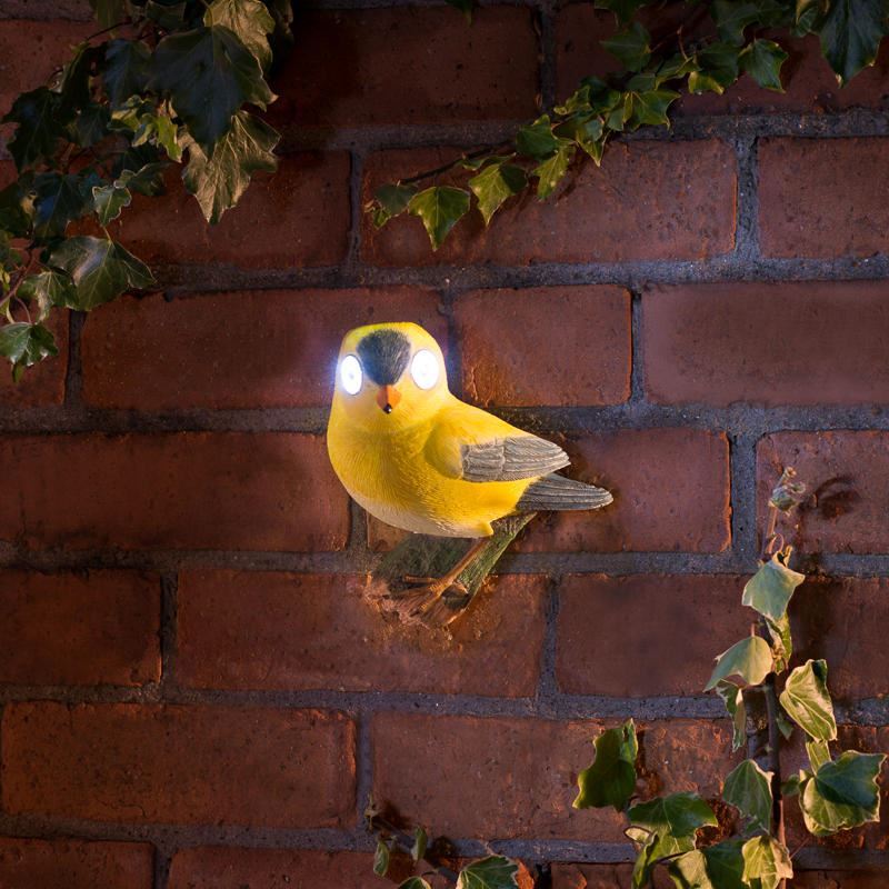 Hanging Bird with Solar Light Up Eyes - Yellow Bravich LTD.
