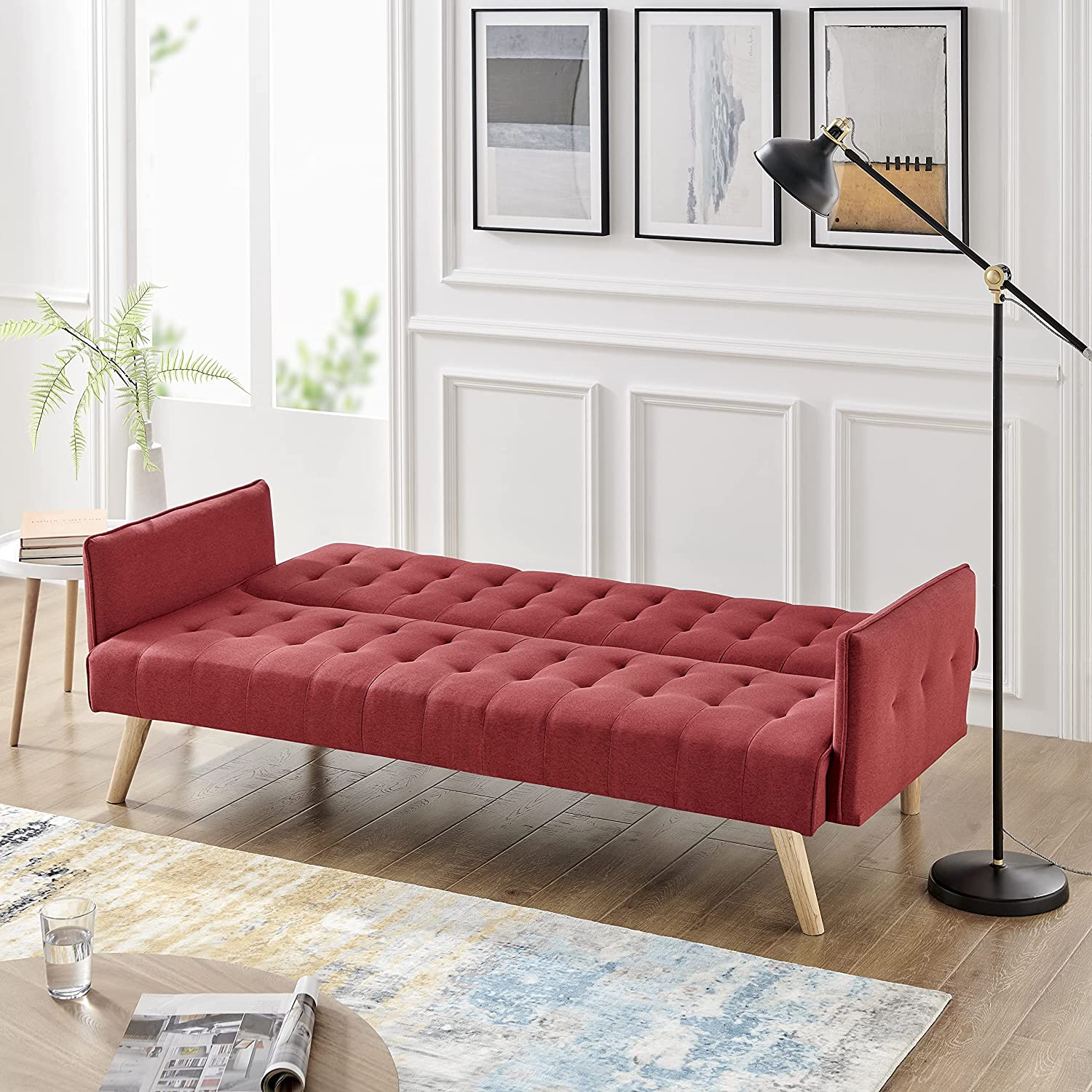 Mario 3 Seater Sofa Bed - Red