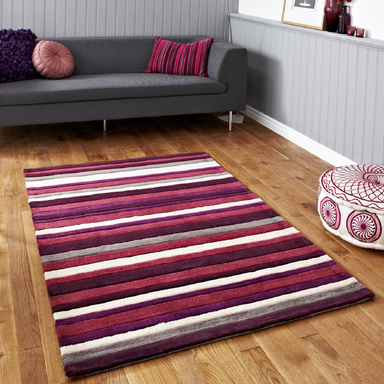 Purple Striped Rug | Rug Masters | Free UK Delivery