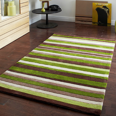 Green Striped Rug | Rug Masters | Free UK Delivery