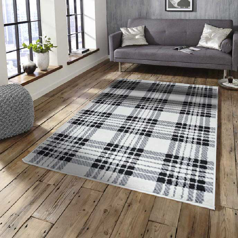 Grey Checked Rug | Rug Masters | Various Sizes Available