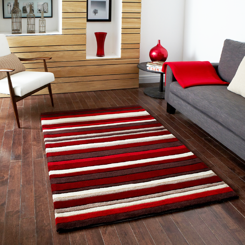 Red Striped Rug | Rug Masters | Free UK Delivery