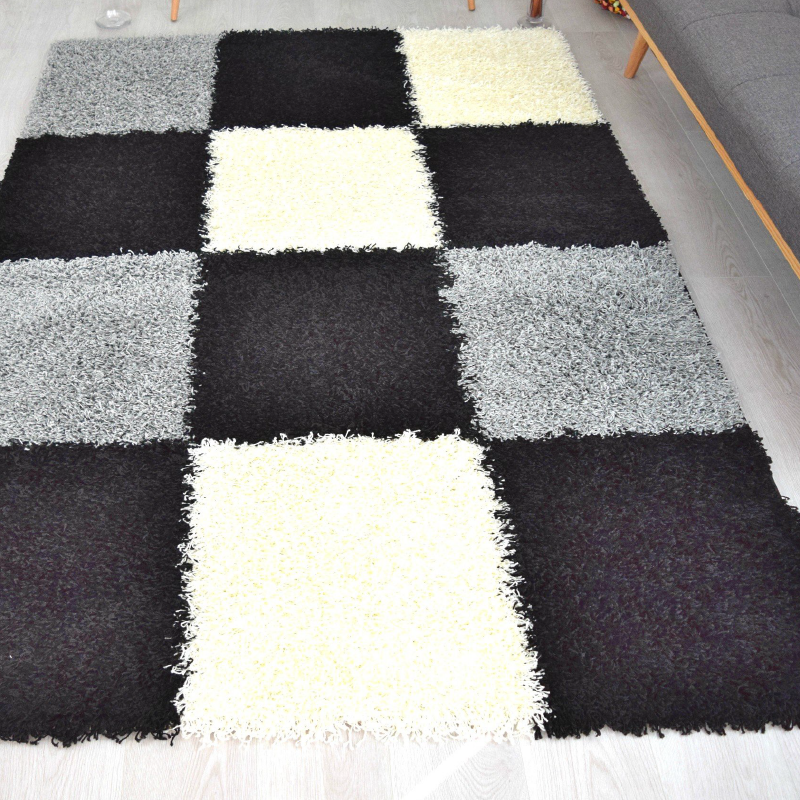Checked Shaggy Rug | Rug Masters | Range Of Sizes Available 