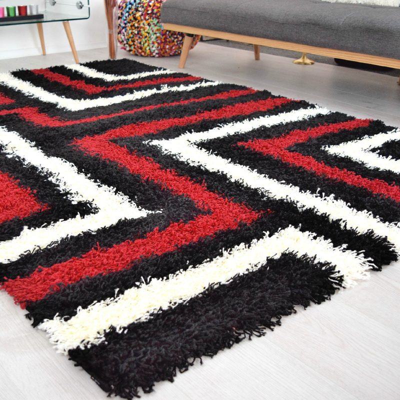 Striped Shaggy Rug | Rug Masters | Free UK Delivery