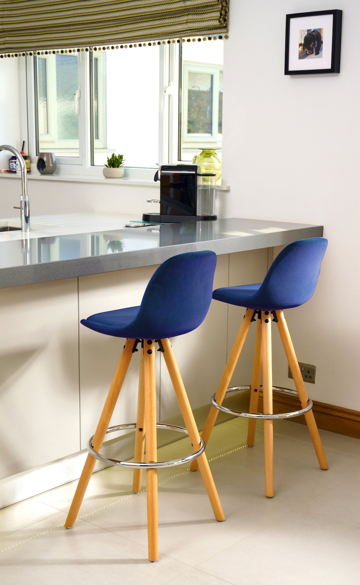 Barcelona Bar Stools - Set Of 2 - Navy Blue