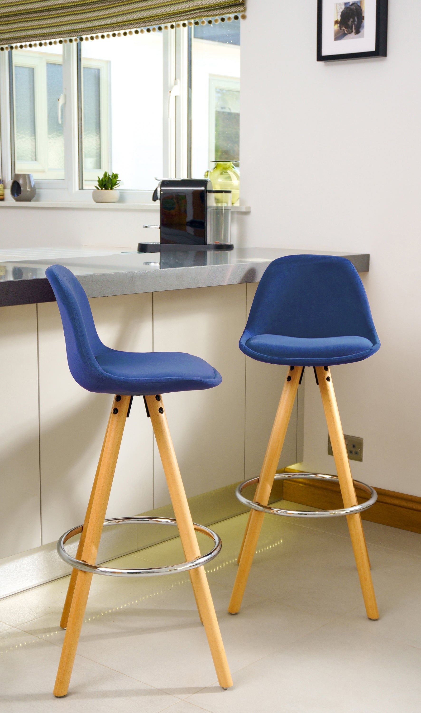 Barcelona Bar Stools - Set Of 2 - Navy Blue