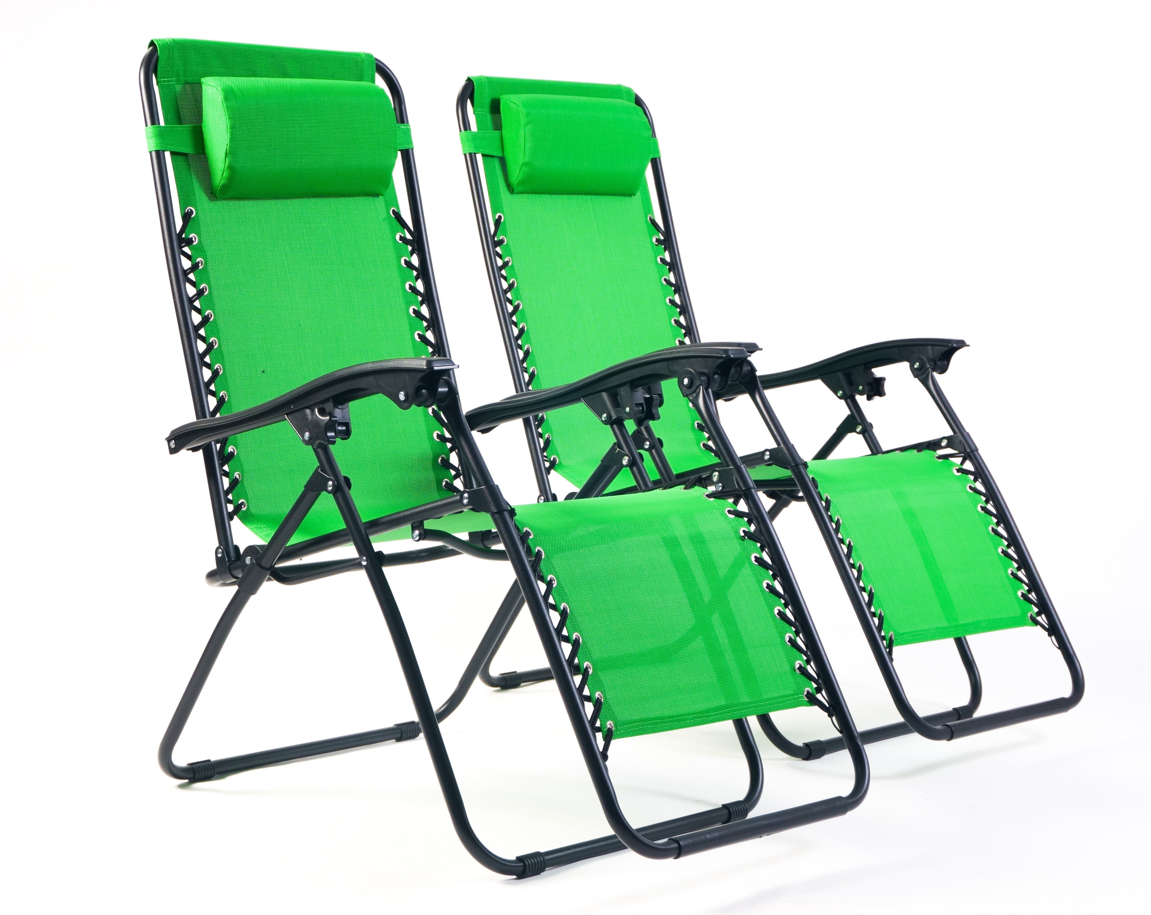 Weatherproof Zero Gravity Reclining Sun Loungers - Green