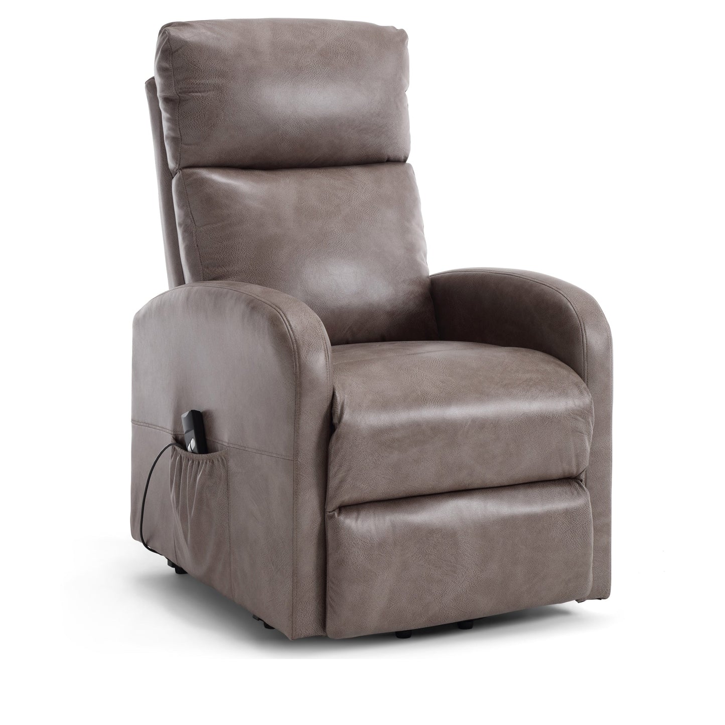 Lift & Tilt Dom Faux Leather Electric Recliner Armchair - Mocha-5056536118752-Bargainia.com