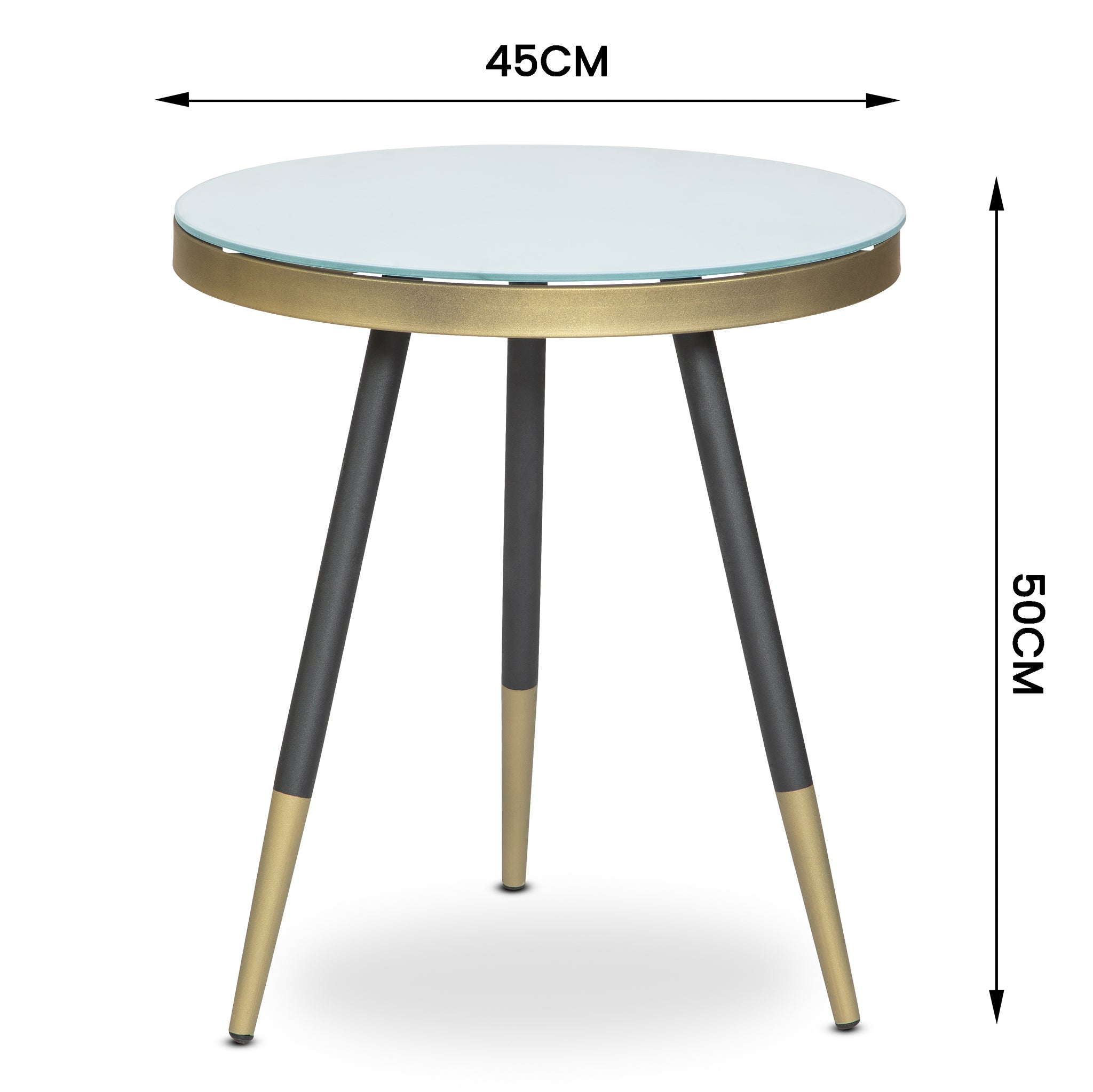 Marble Effect Side Table With Wooden Legs - 45 x 50cm