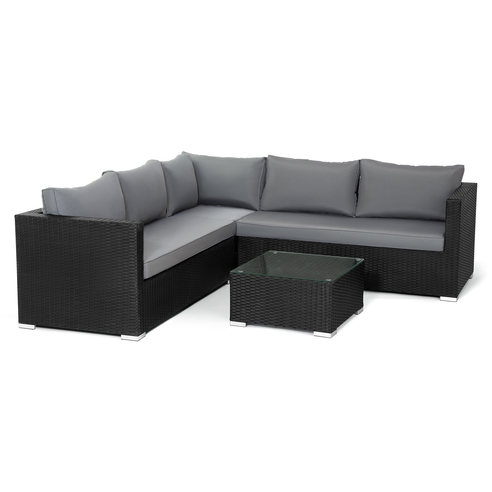 7-8 Seater Corner Rattan Garden Lounge Set - Black