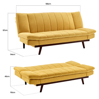 Mondaine Velvet Sofa Bed - Yellow