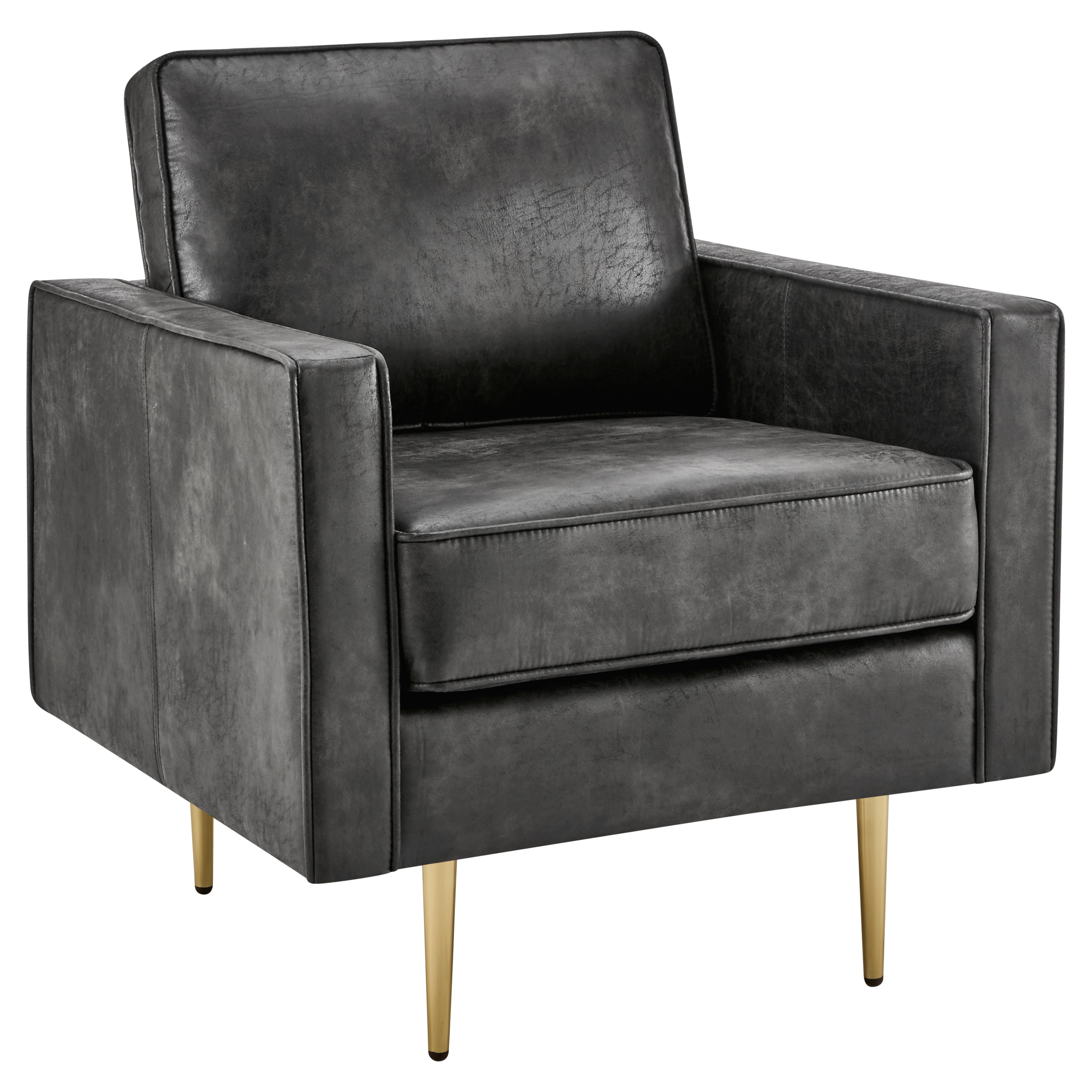 Bonded Leather Upholstered Smoking Armchair - Dark Grey