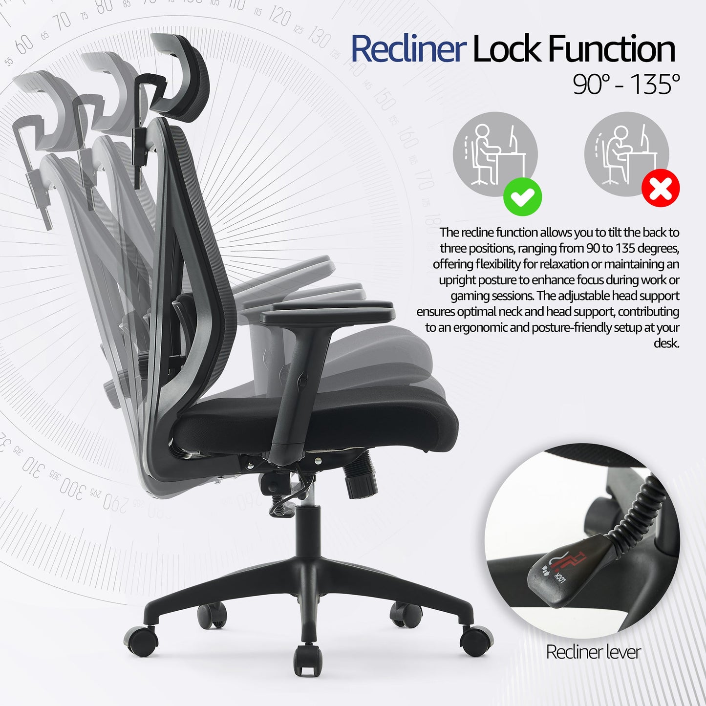 Ergonomic Black Fully Adjustable Mesh Office Gaming Chair-5056536118837-Bargainia.com