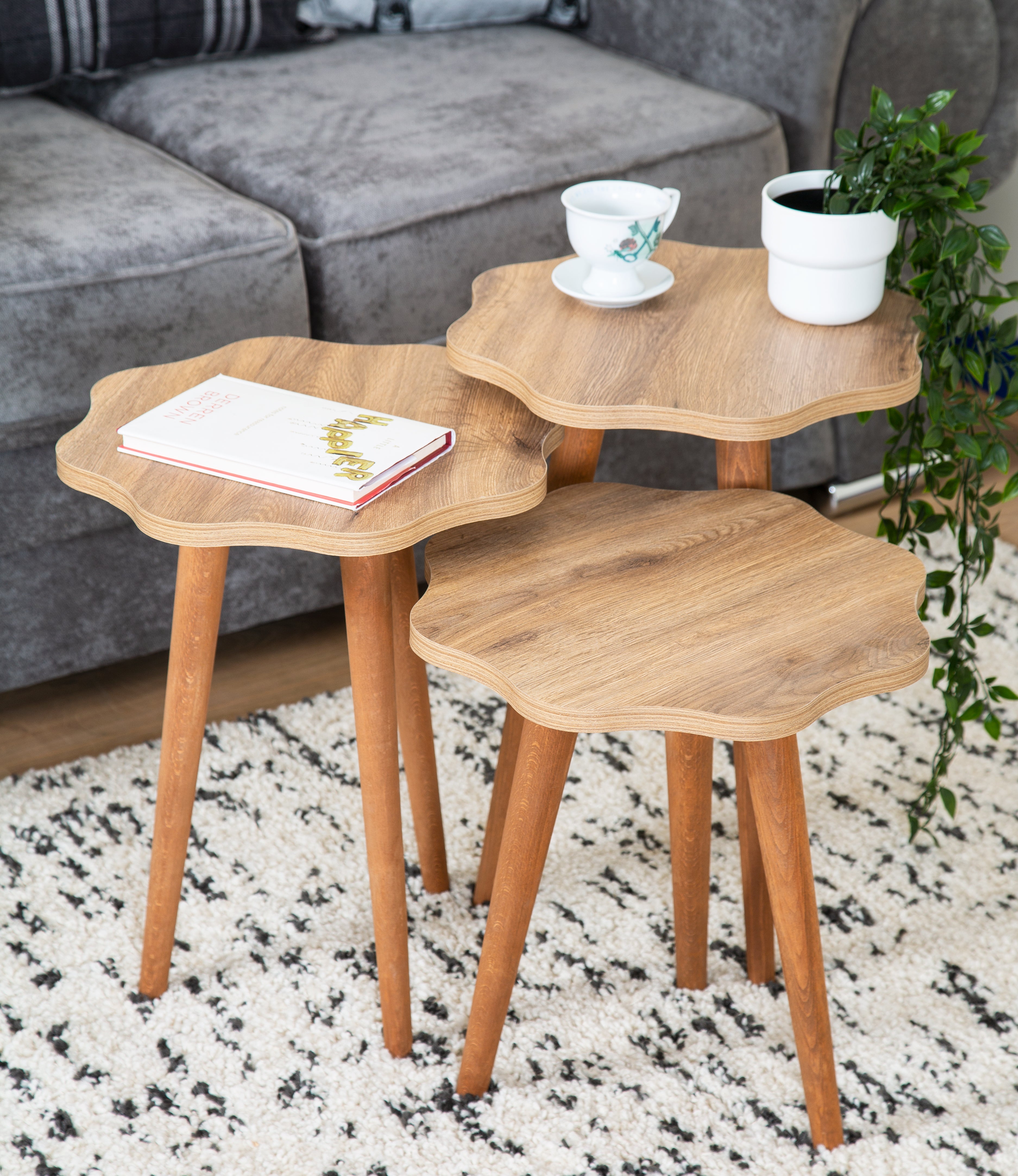 Daisy Set Of 3 Side Tables - Atlantic Pine