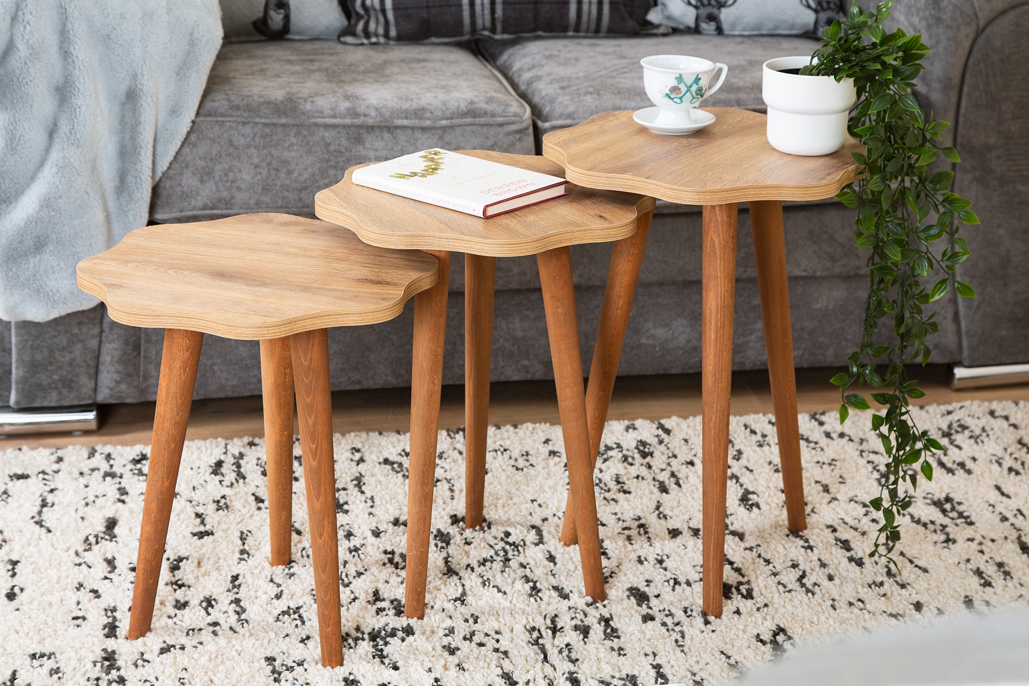 Daisy Set Of 3 Side Tables - Atlantic Pine