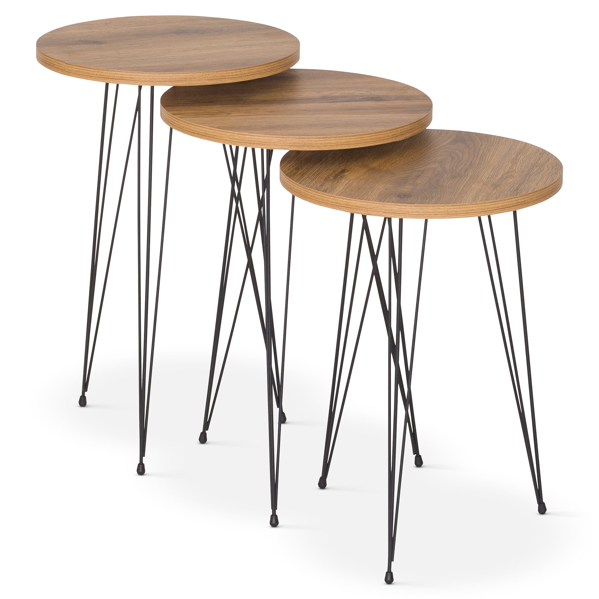 Terek Round set of 3 side tables - Atlantic Pine