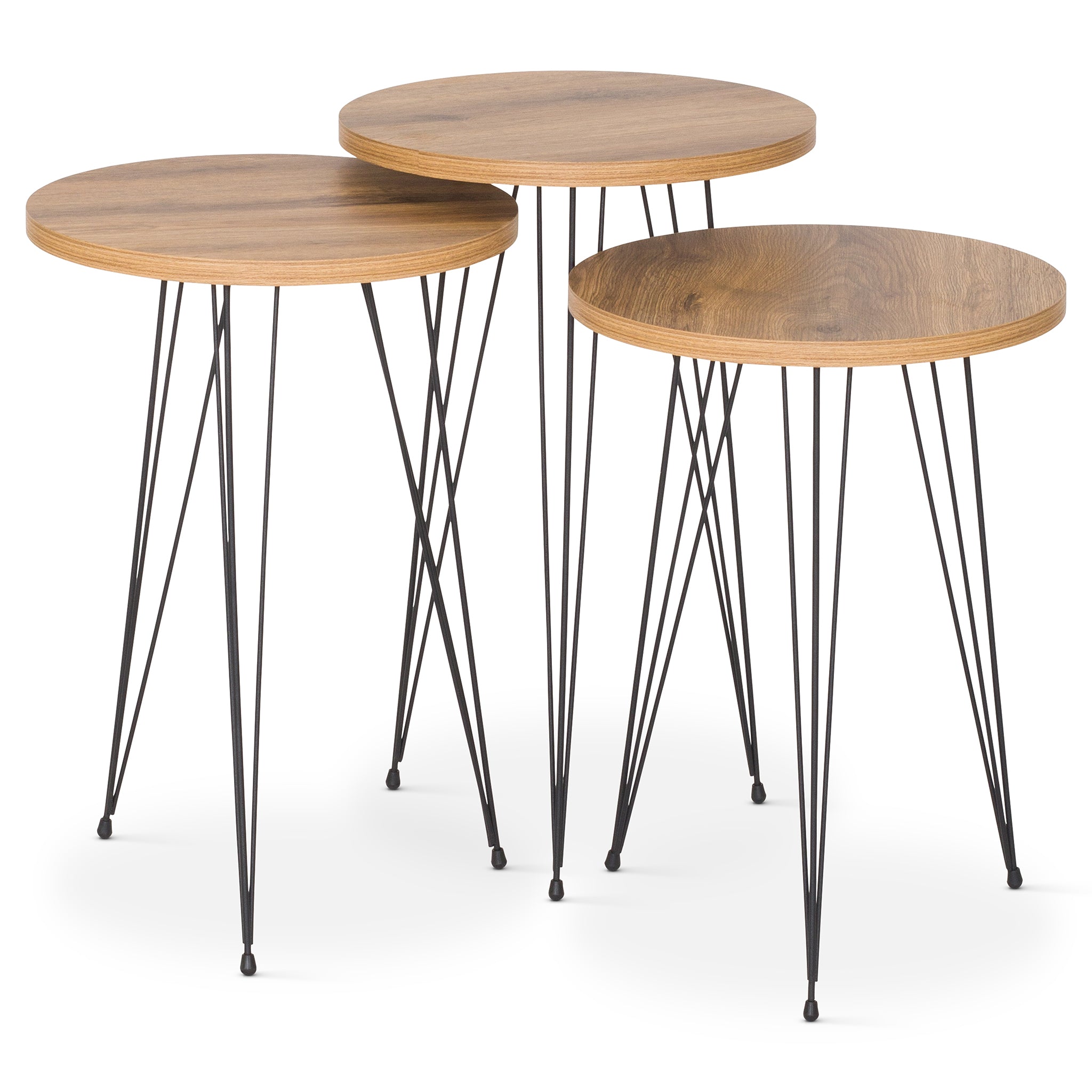 Terek Round set of 3 side tables - Atlantic Pine