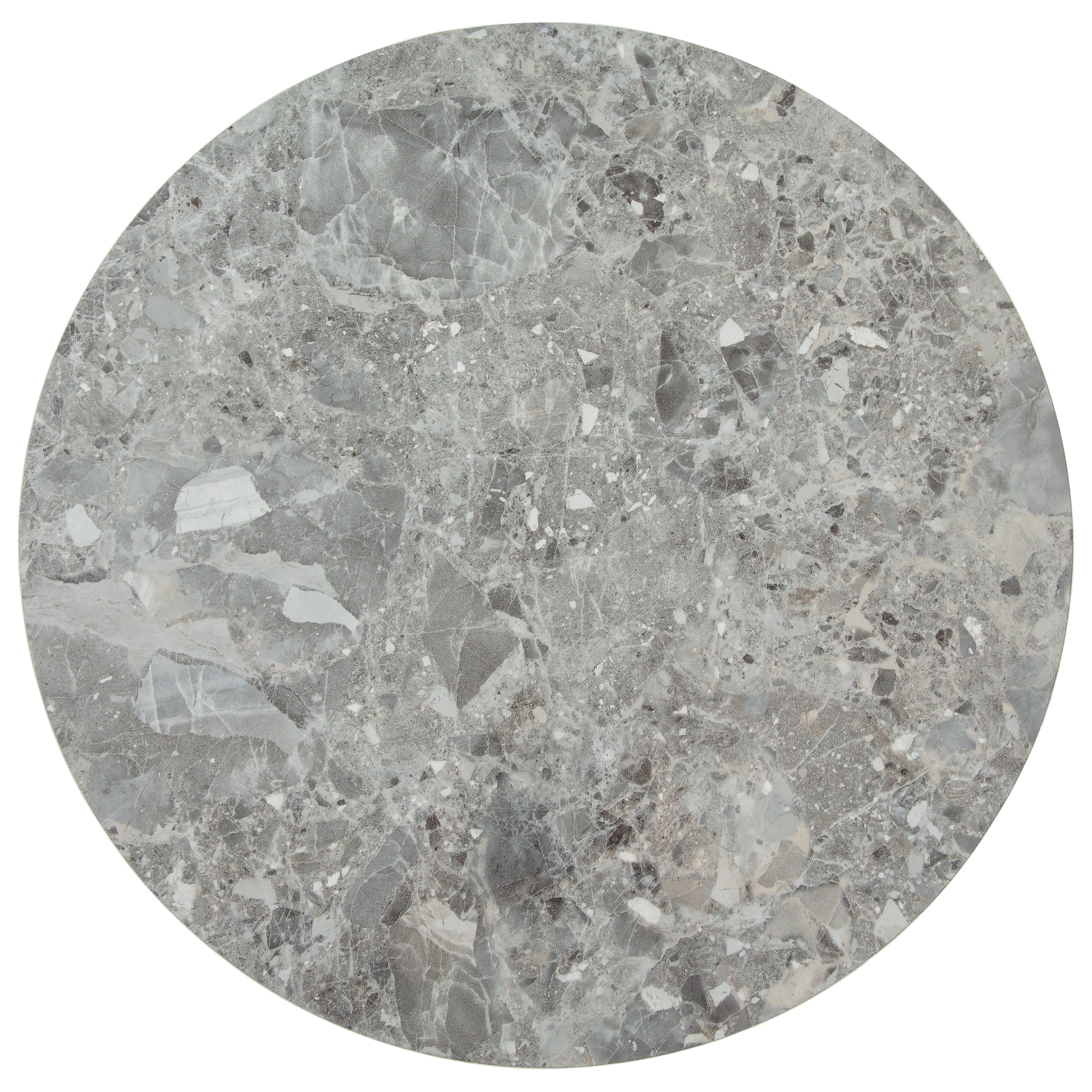 Tigris Set of 3 Round Side Tables - Grey Marble & Gold