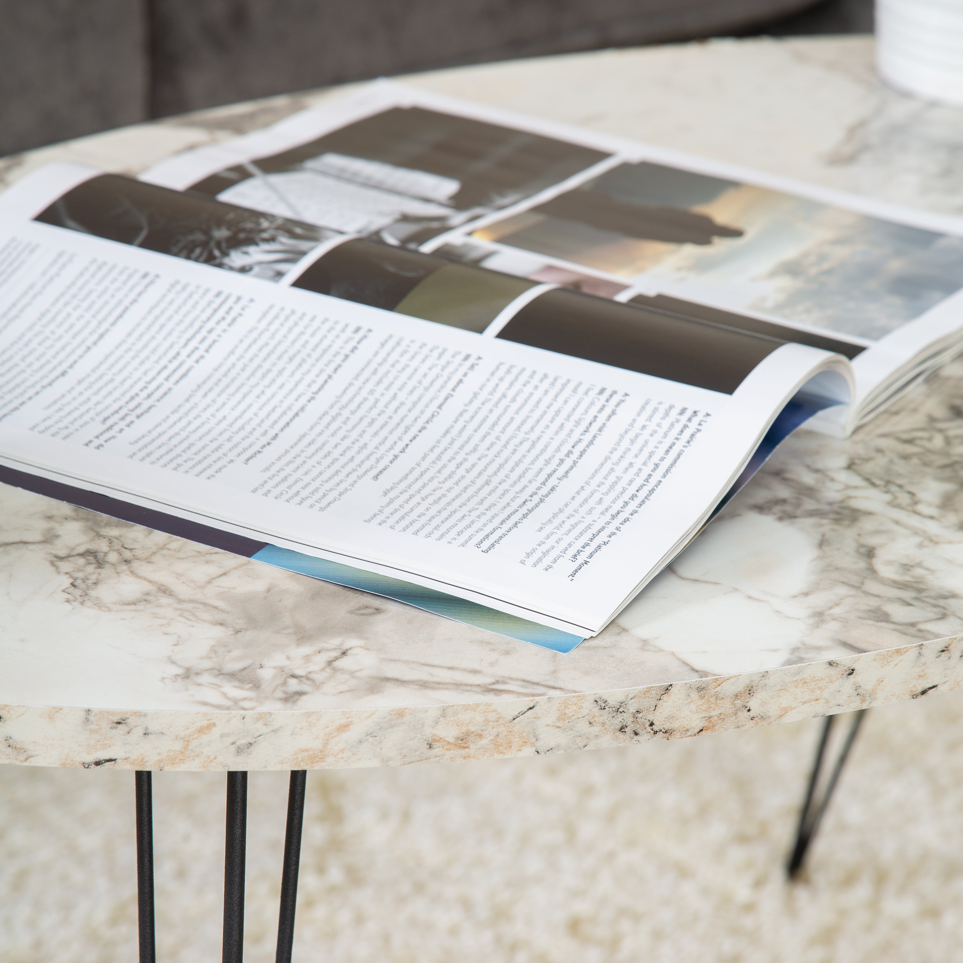 Terek Oval Coffee Table - Grey Marble