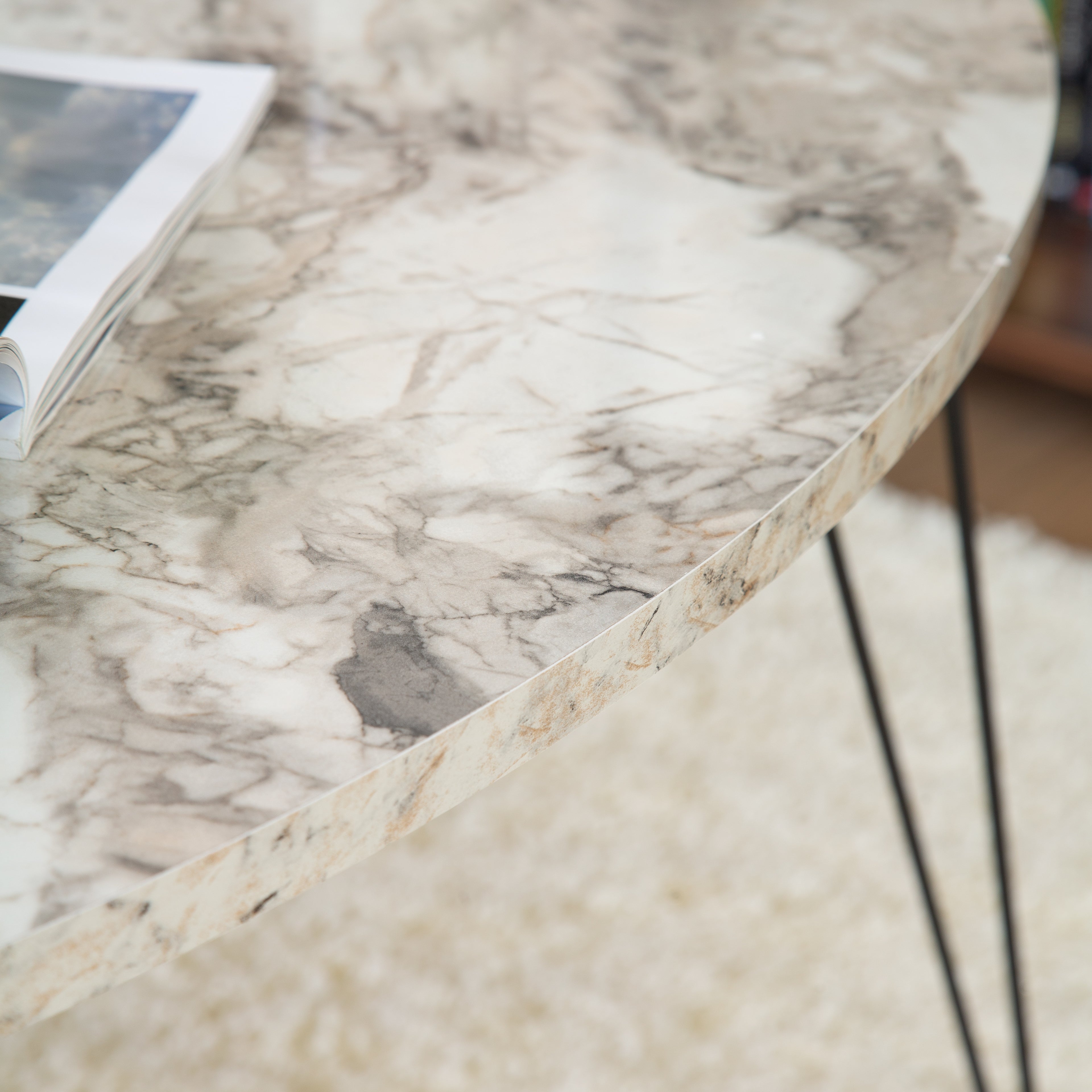 Terek Oval Coffee Table - Grey Marble