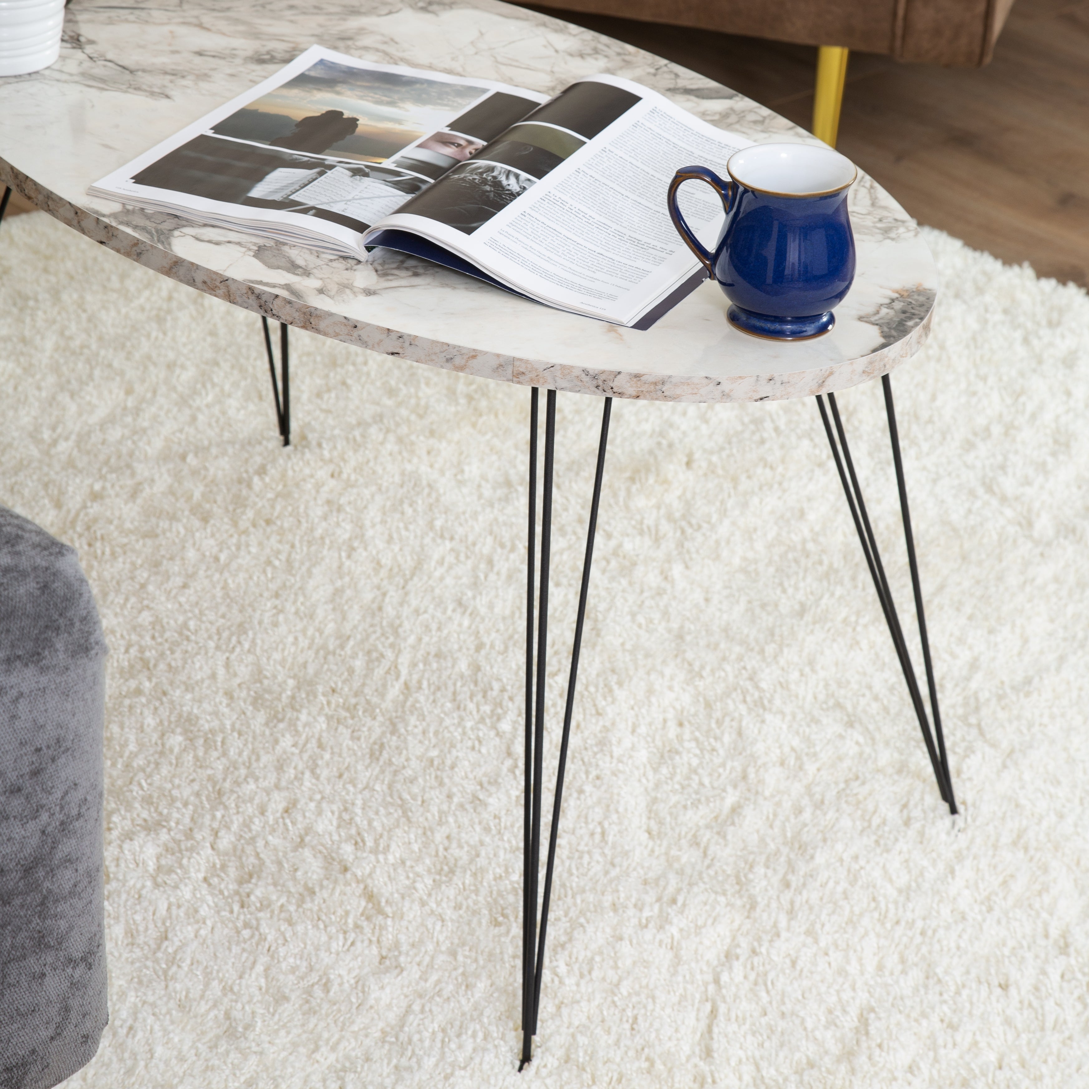 Terek Oval Coffee Table - Grey Marble