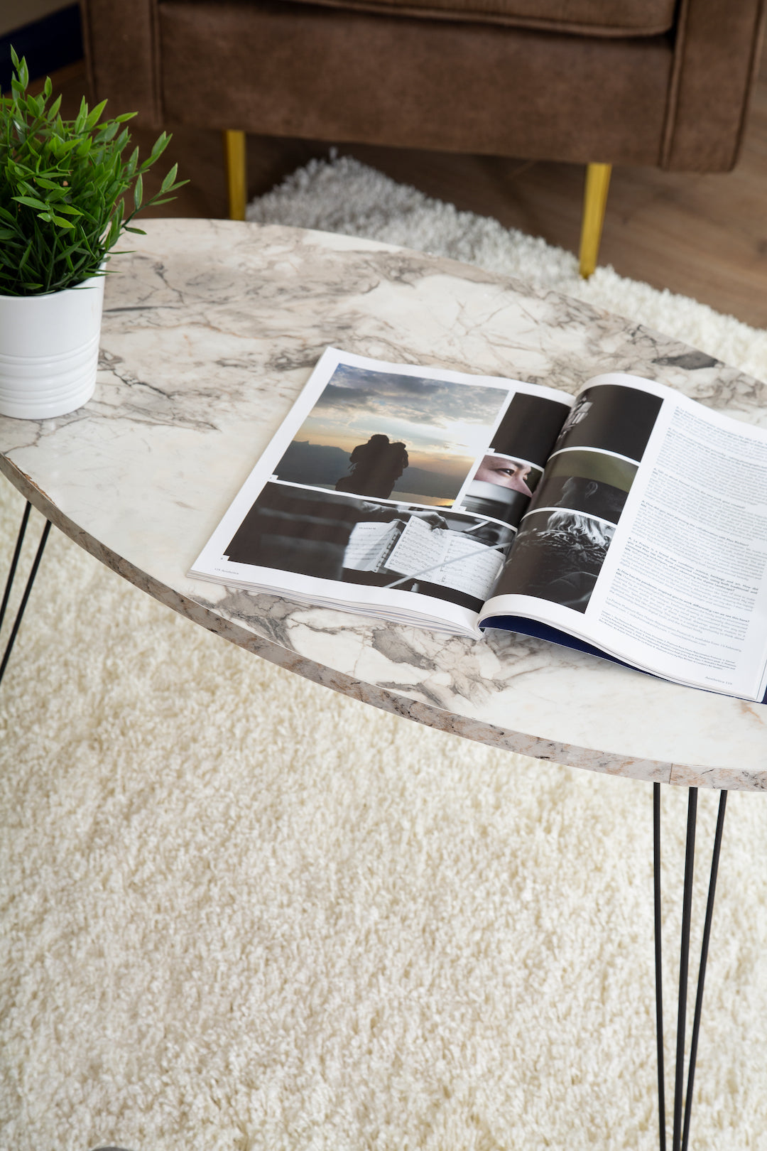 Terek Oval Coffee Table - Grey Marble