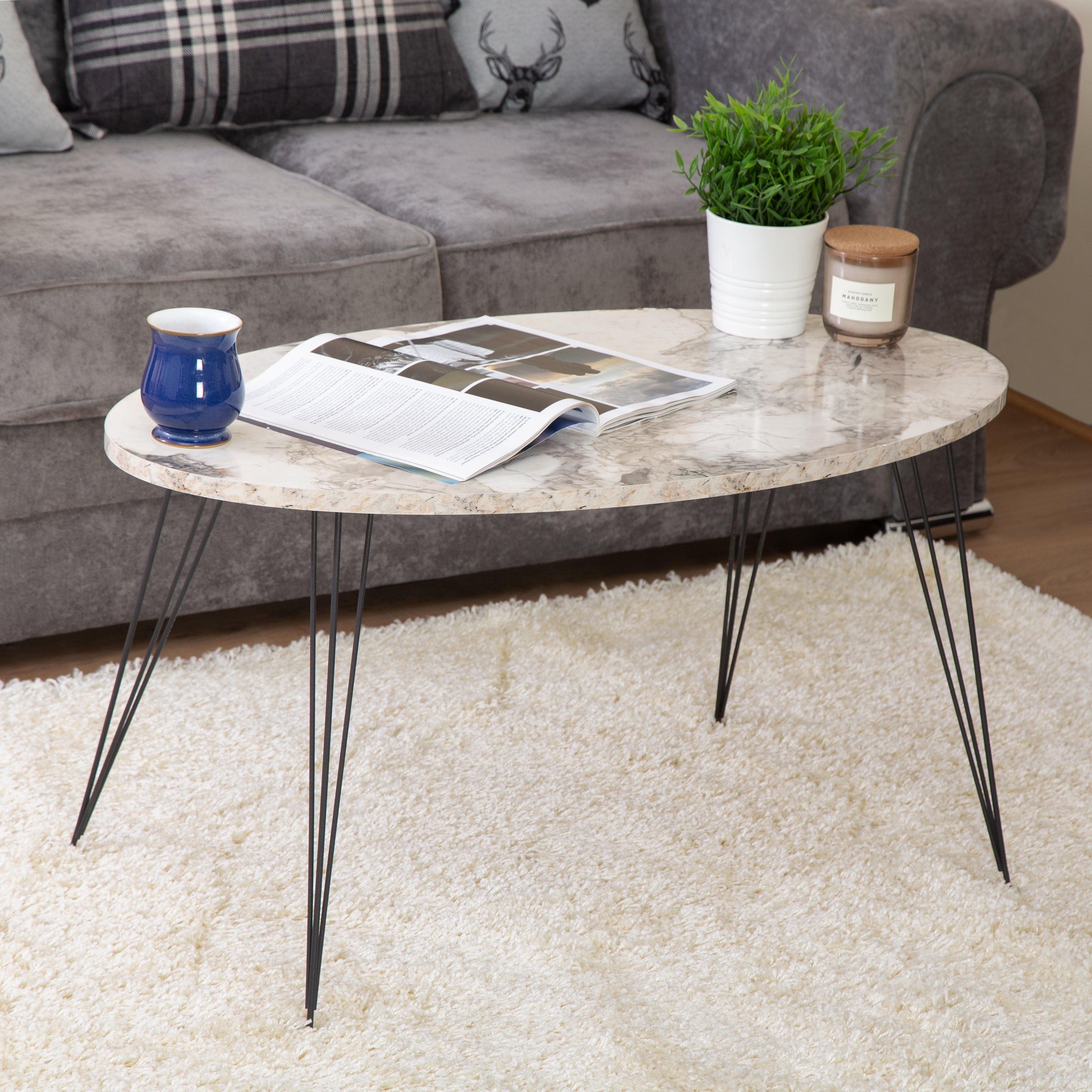 White oblong store coffee table