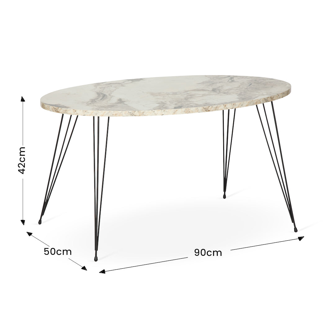 Terek Oval Coffee Table - Grey Marble