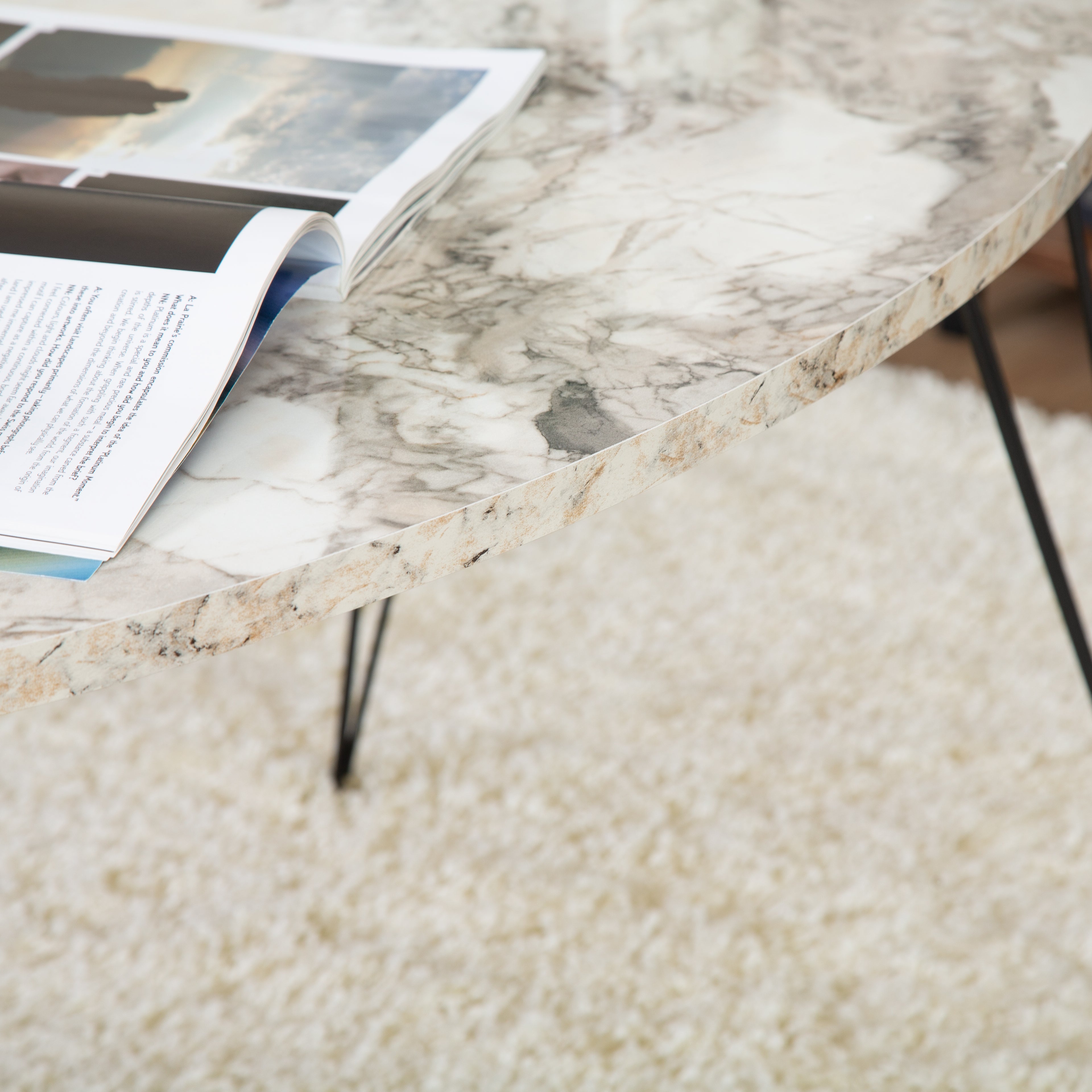 Terek Oval Coffee Table - Grey Marble