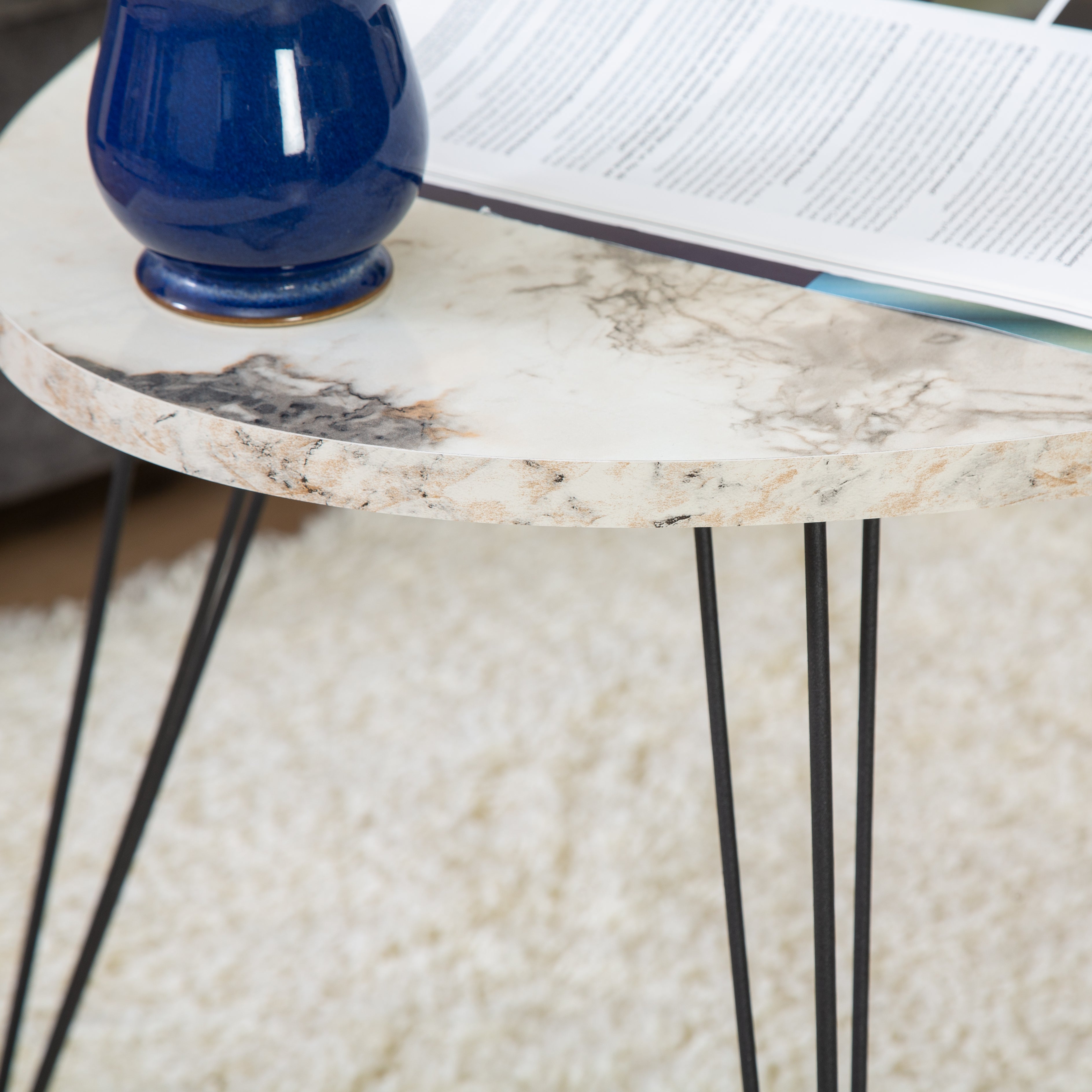 Terek Oval Coffee Table - Grey Marble