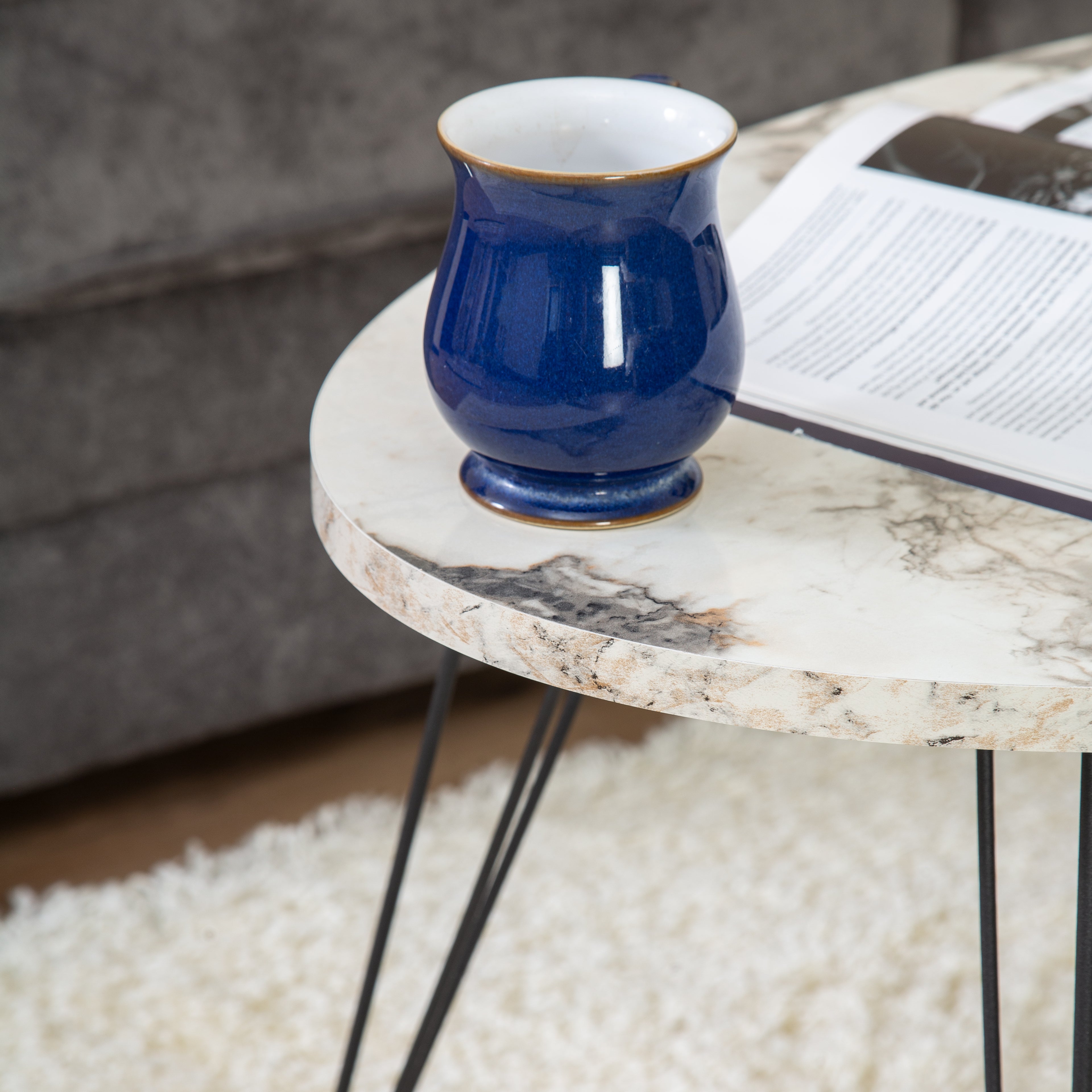 Terek Oval Coffee Table - Grey Marble