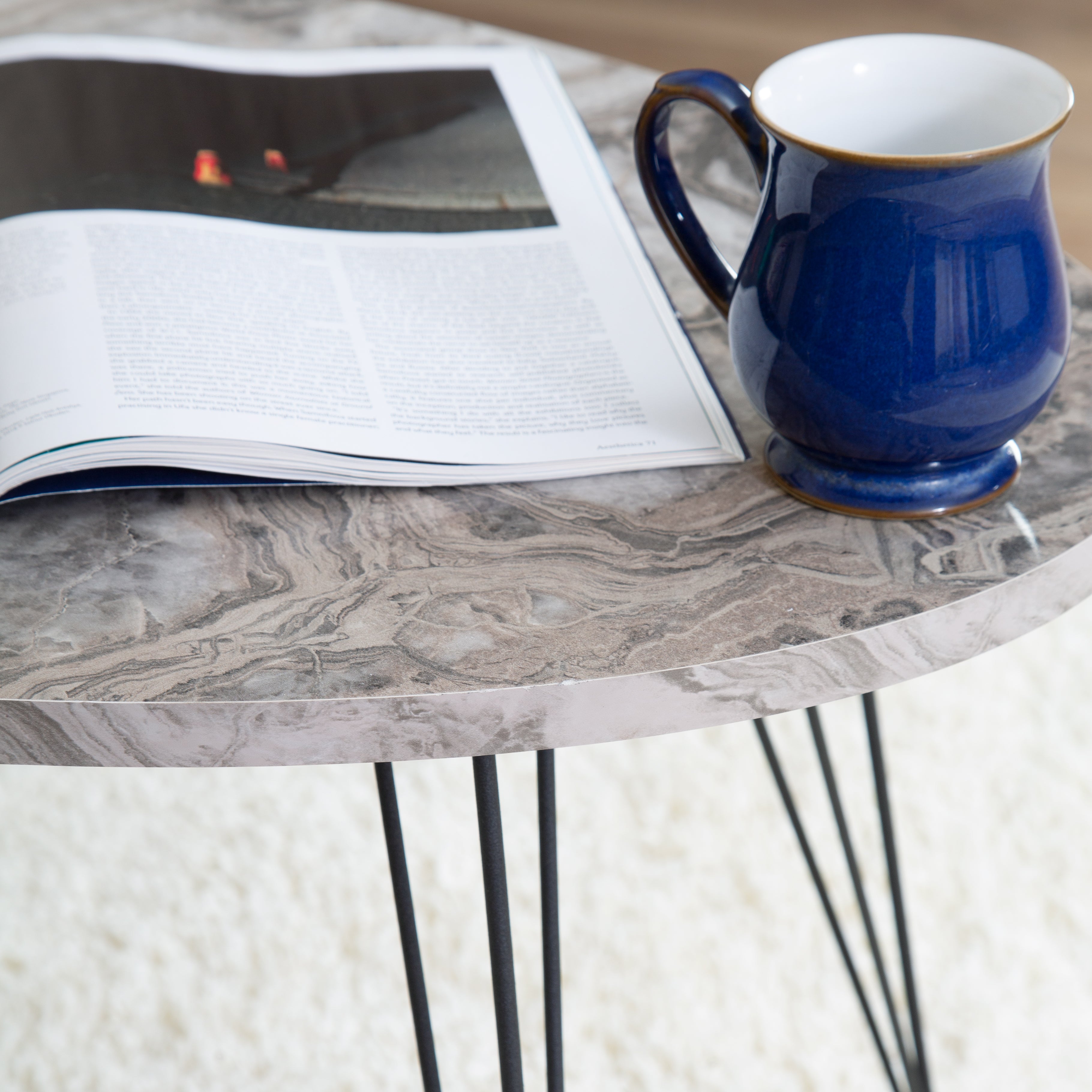Terek Oval Coffee Table - Grey Marble