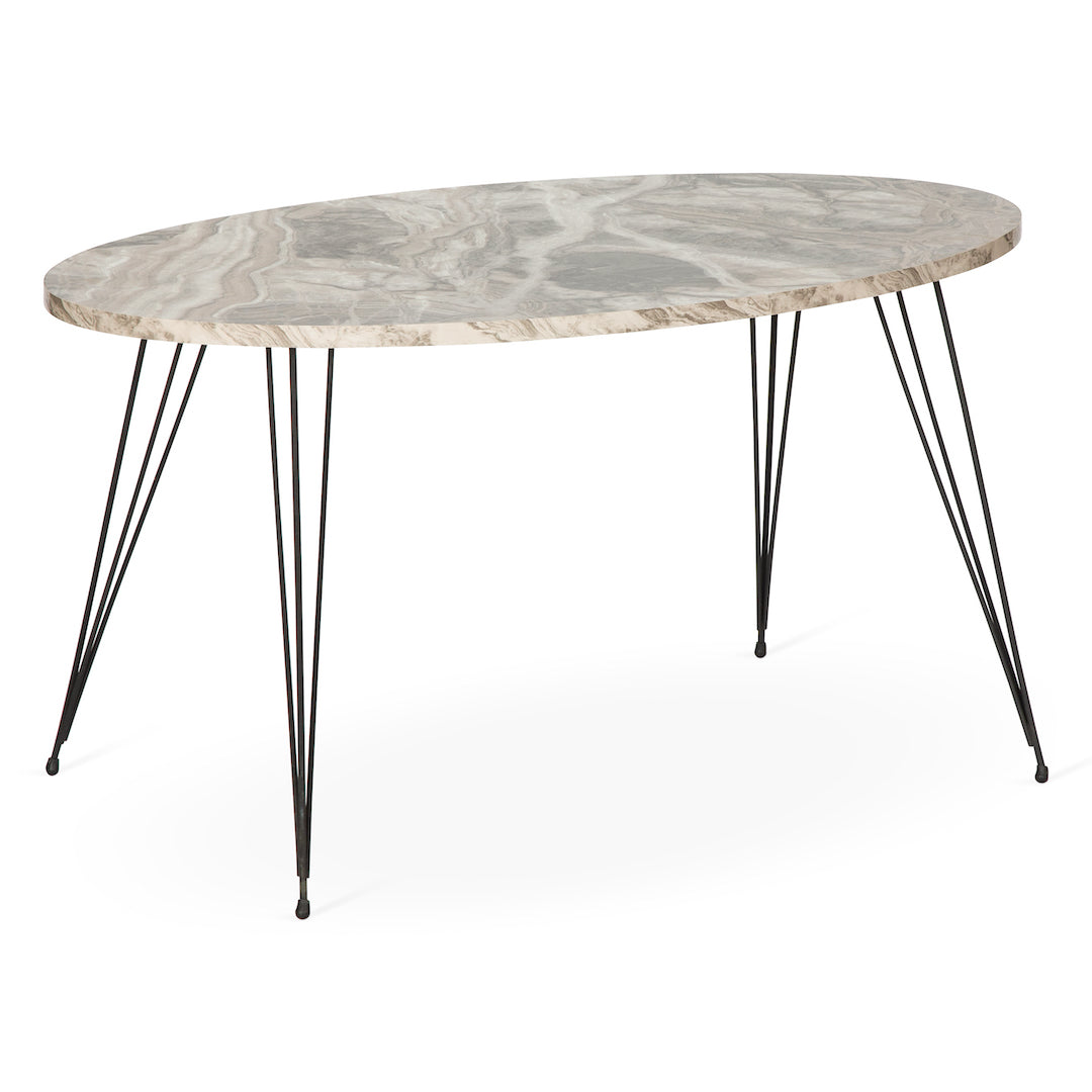 Terek Oval Coffee Table - Grey Marble