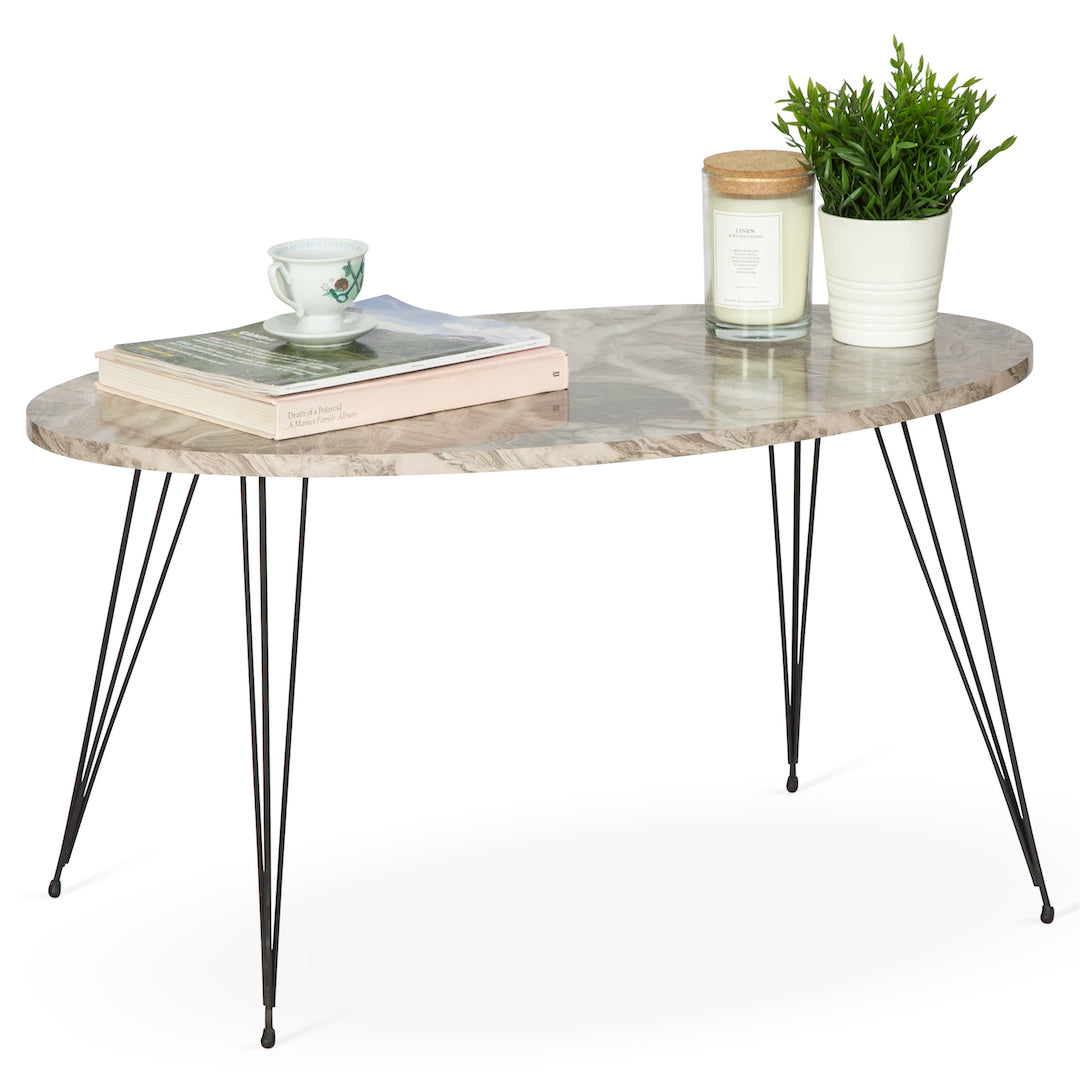 Terek Oval Coffee Table - Grey Marble