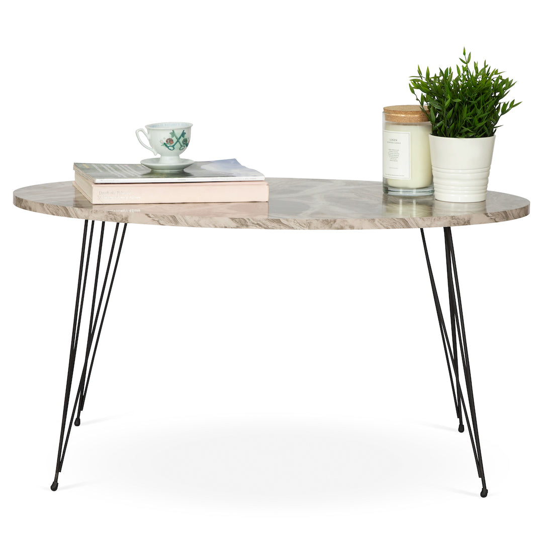 Terek Oval Coffee Table - Grey Marble