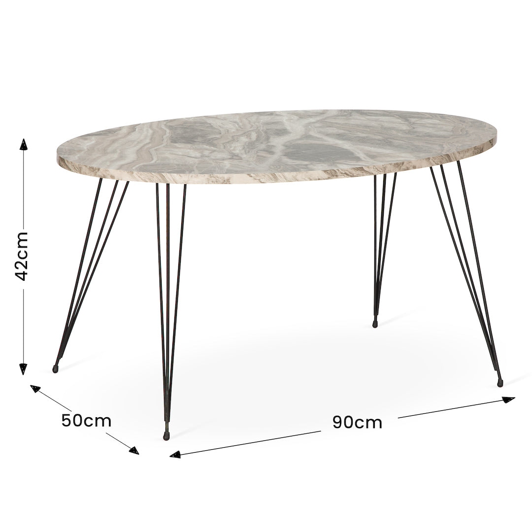 Terek Oval Coffee Table - Grey Marble