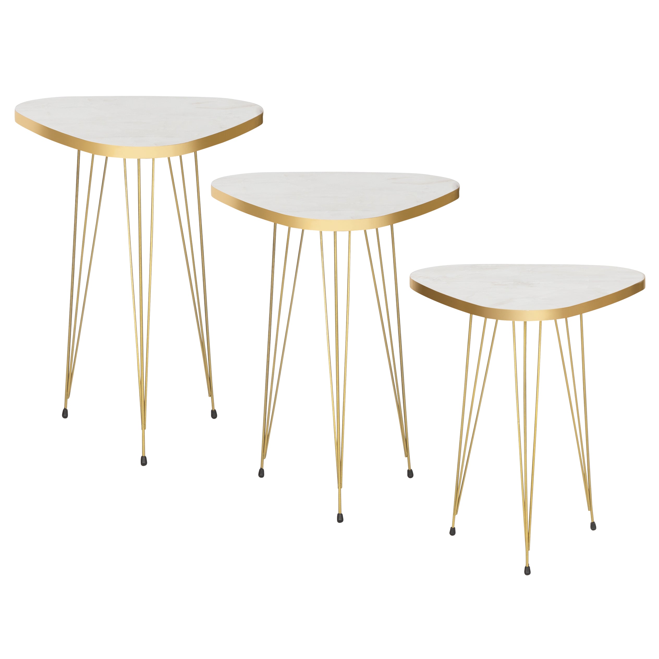 Sheffield side table in white marble and golden steel legs Ø 43 cm